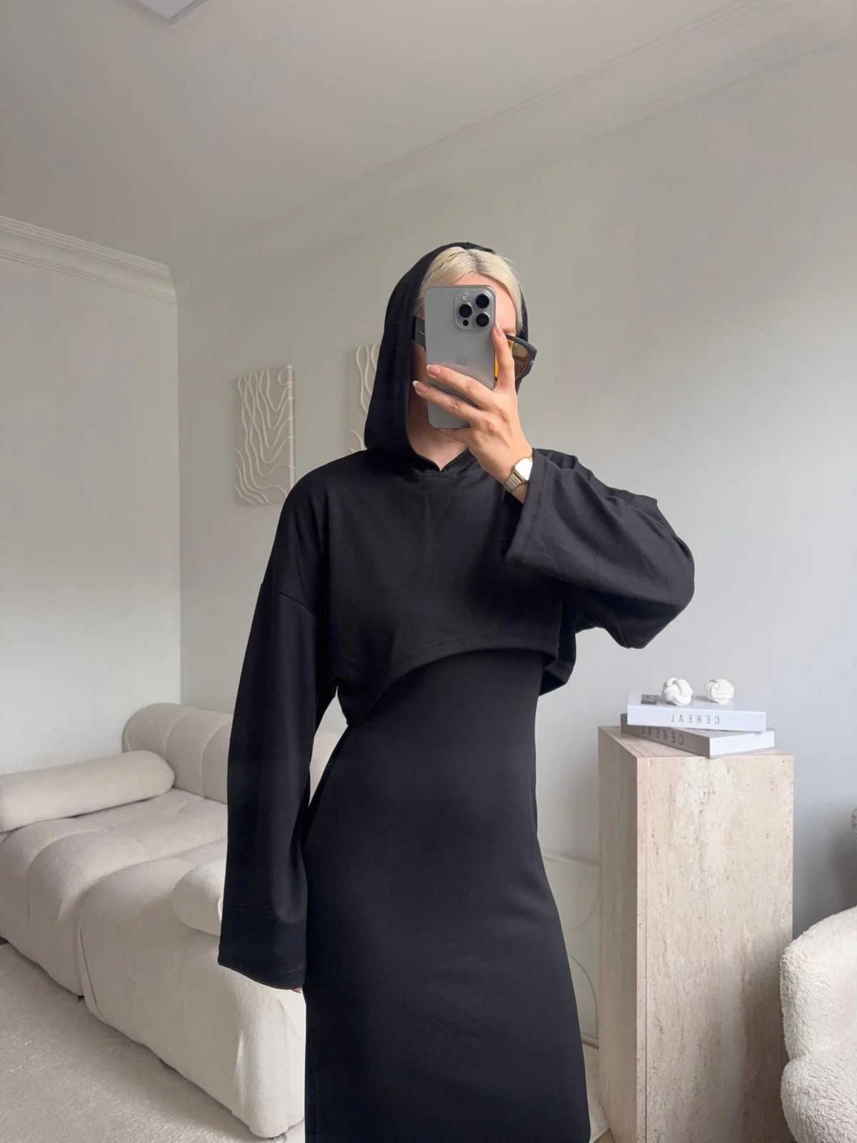 Athena Sweat Elbise Takım - SİYAH