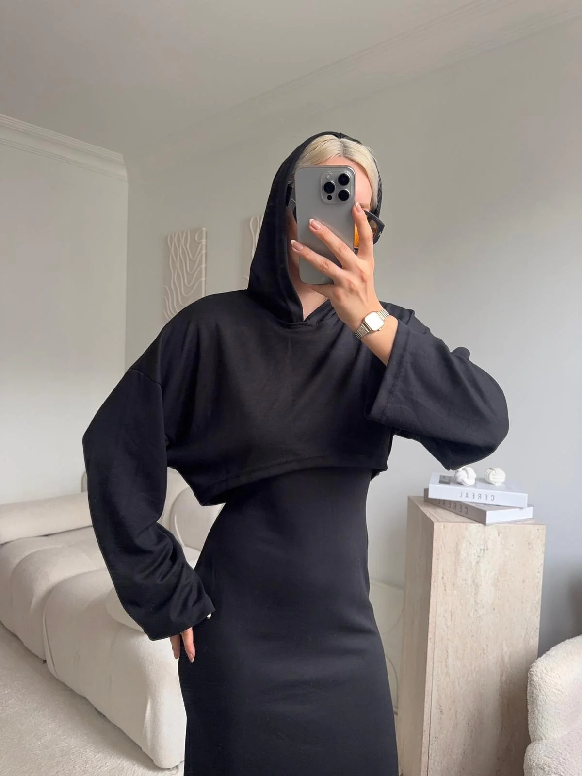 Athena Sweat Elbise Takım - SİYAH