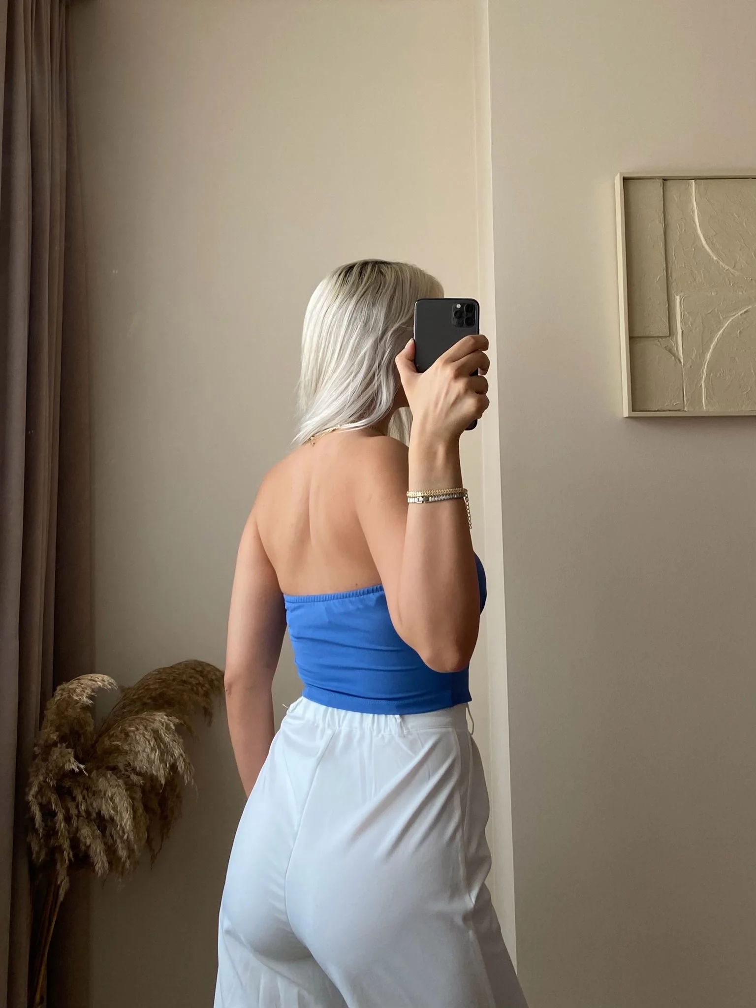 Bağlamalı Straplez Crop-Gök Mavisi