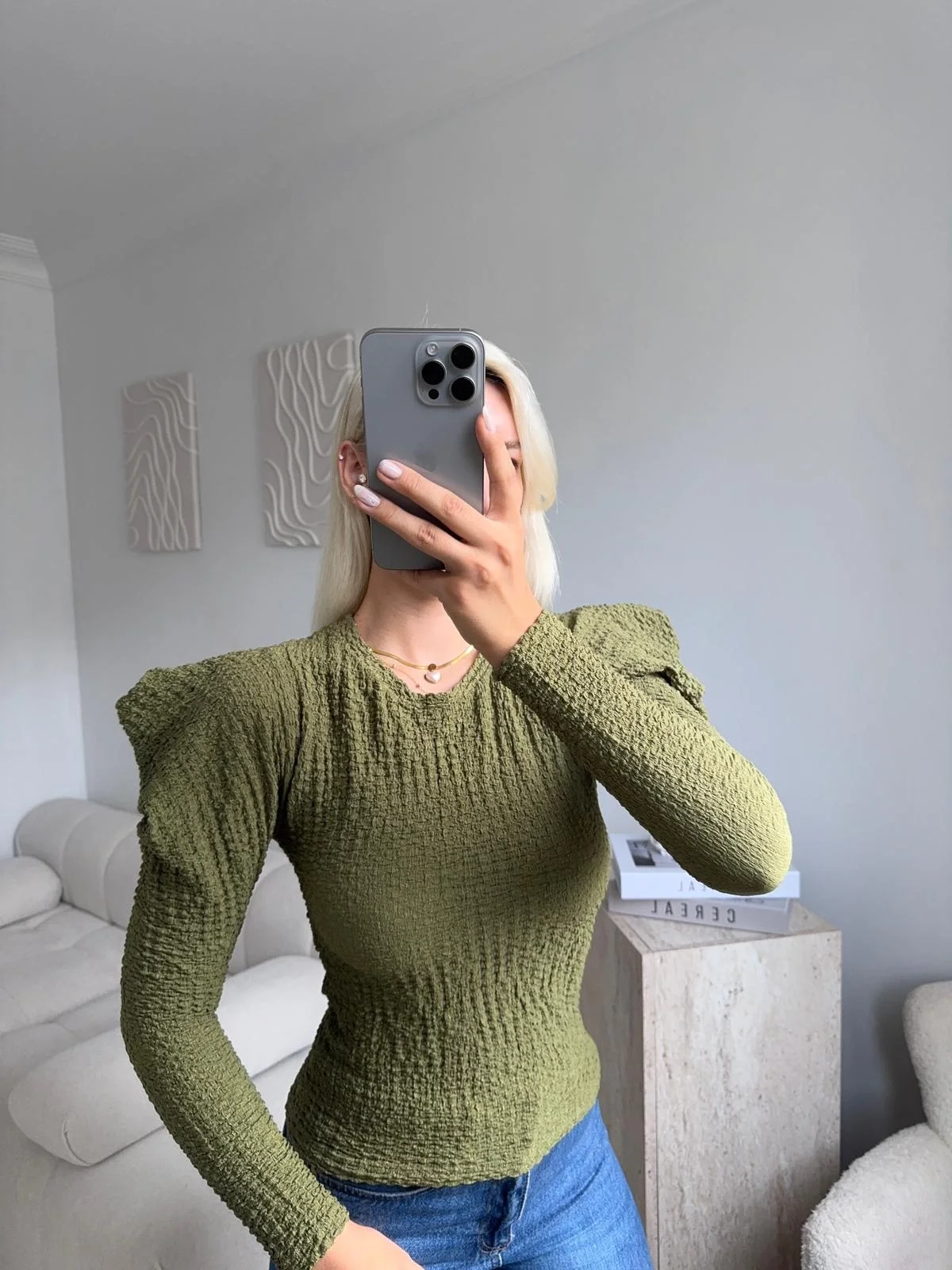 Balon Omuz Gofre Crop