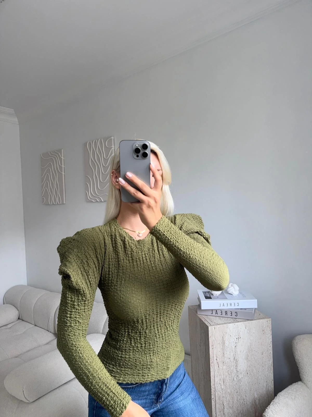 Balon Omuz Gofre Crop