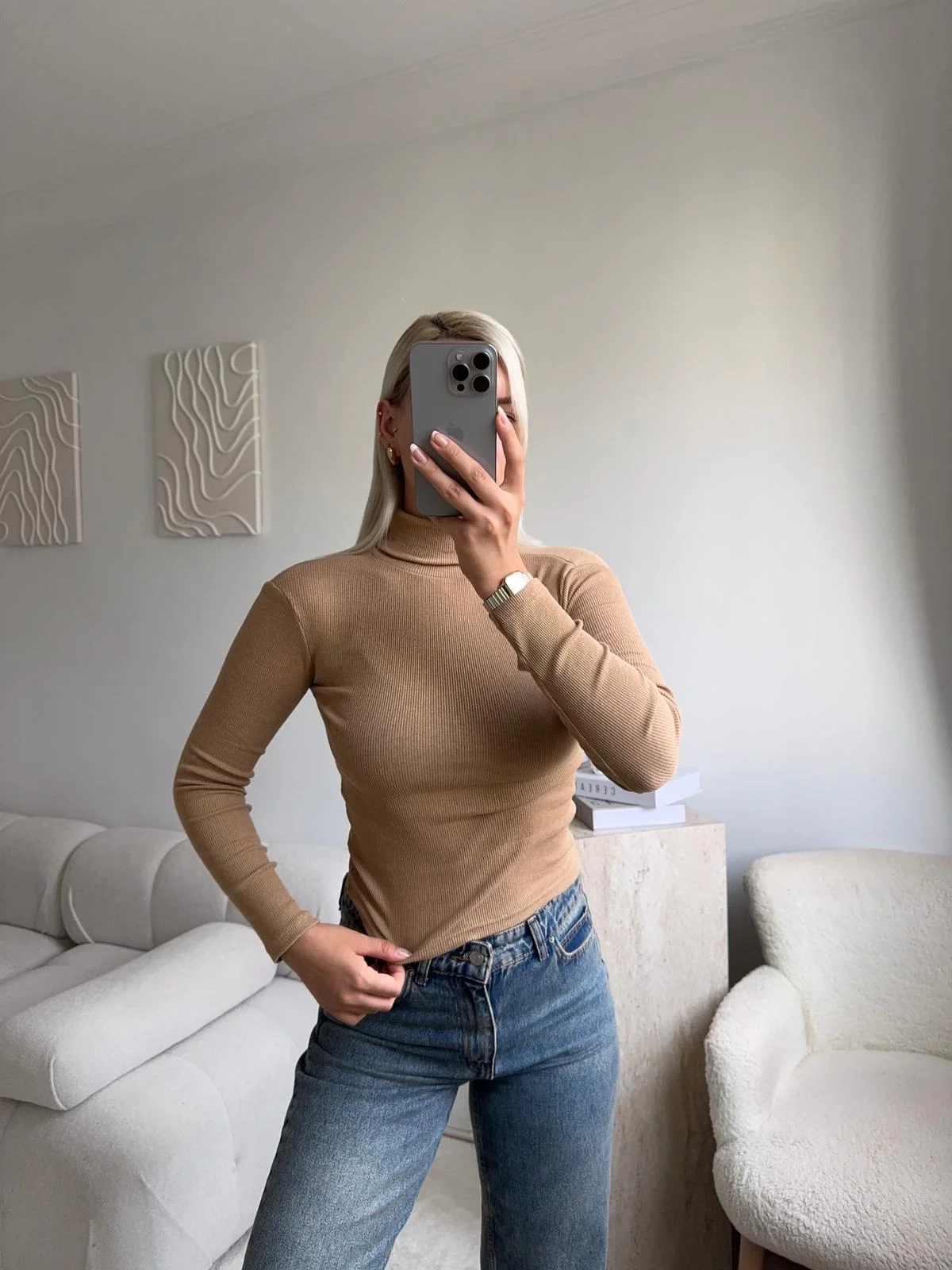 Basic Balıkçı Yaka Fit Bluz - VİZON