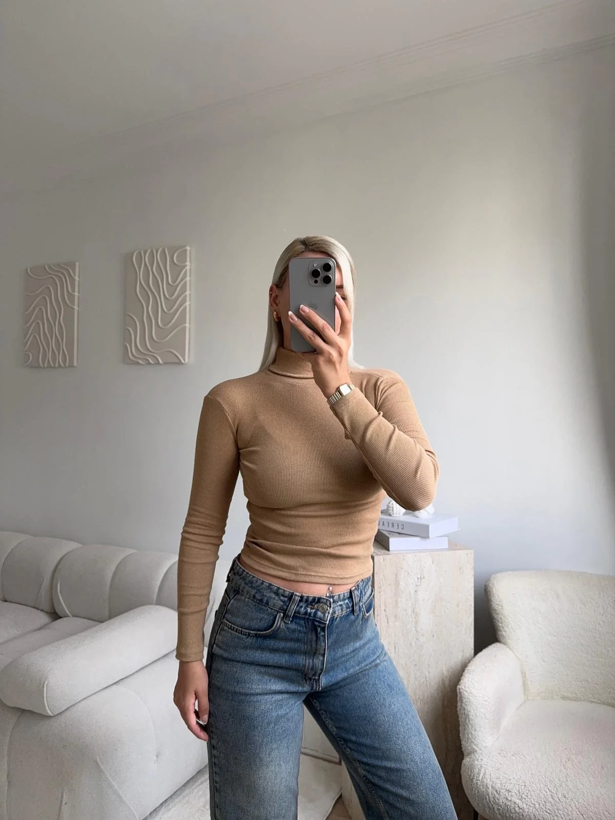 Basic Balıkçı Yaka Fit Bluz - VİZON