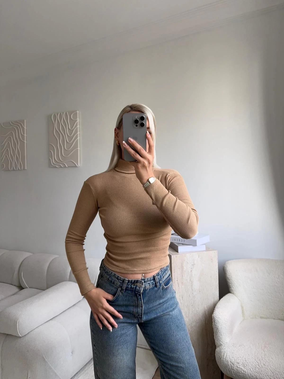 Basic Balıkçı Yaka Fit Bluz - VİZON