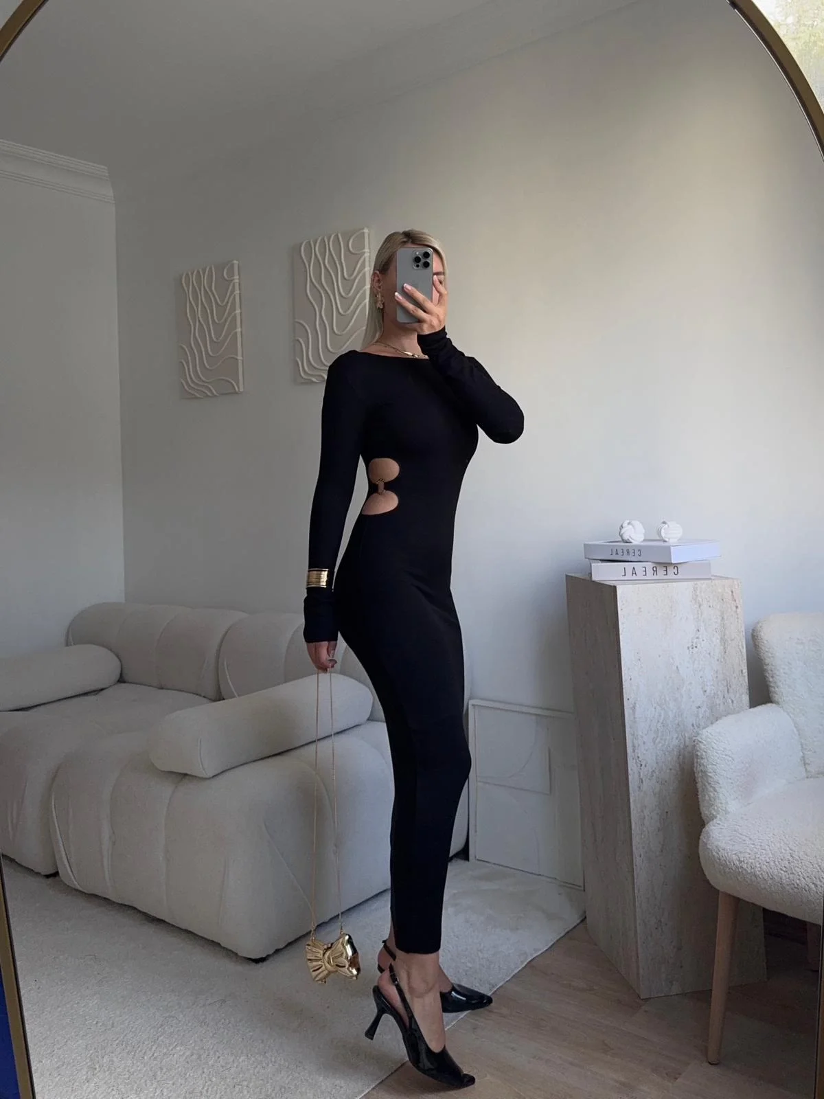 Bel Dekolte Halka Detay Elbise