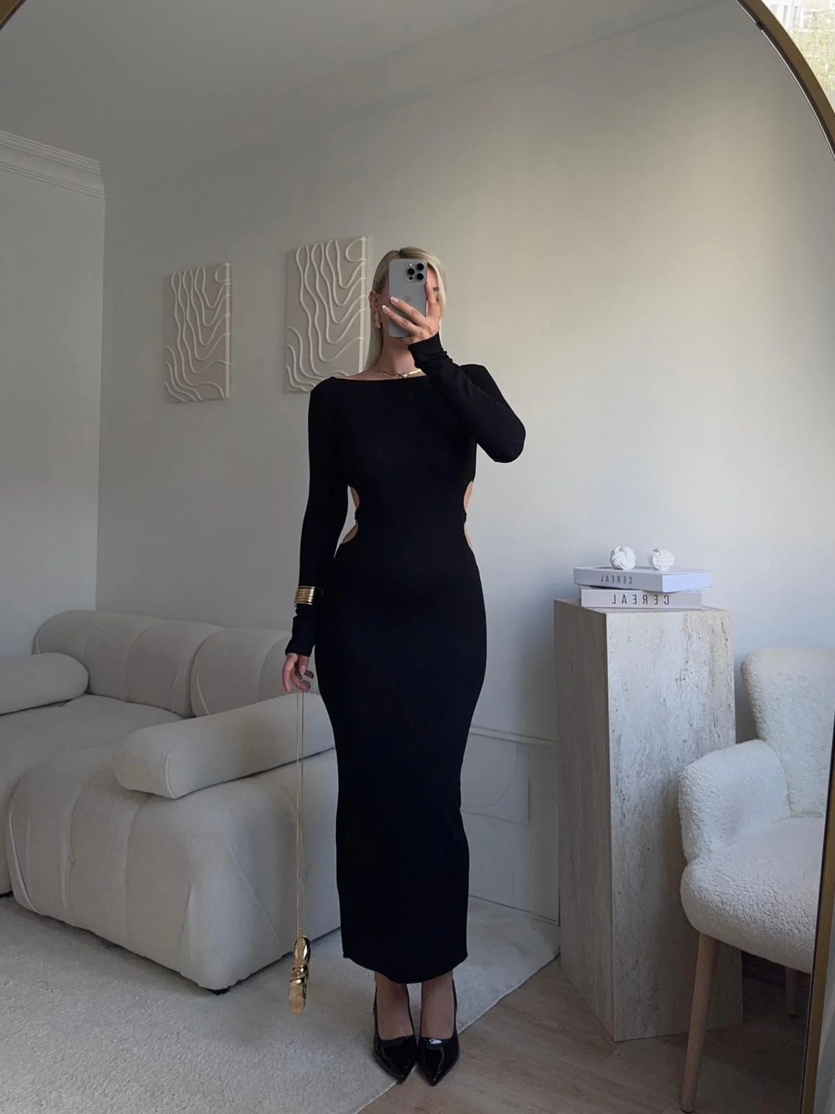 Bel Dekolte Halka Detay Elbise