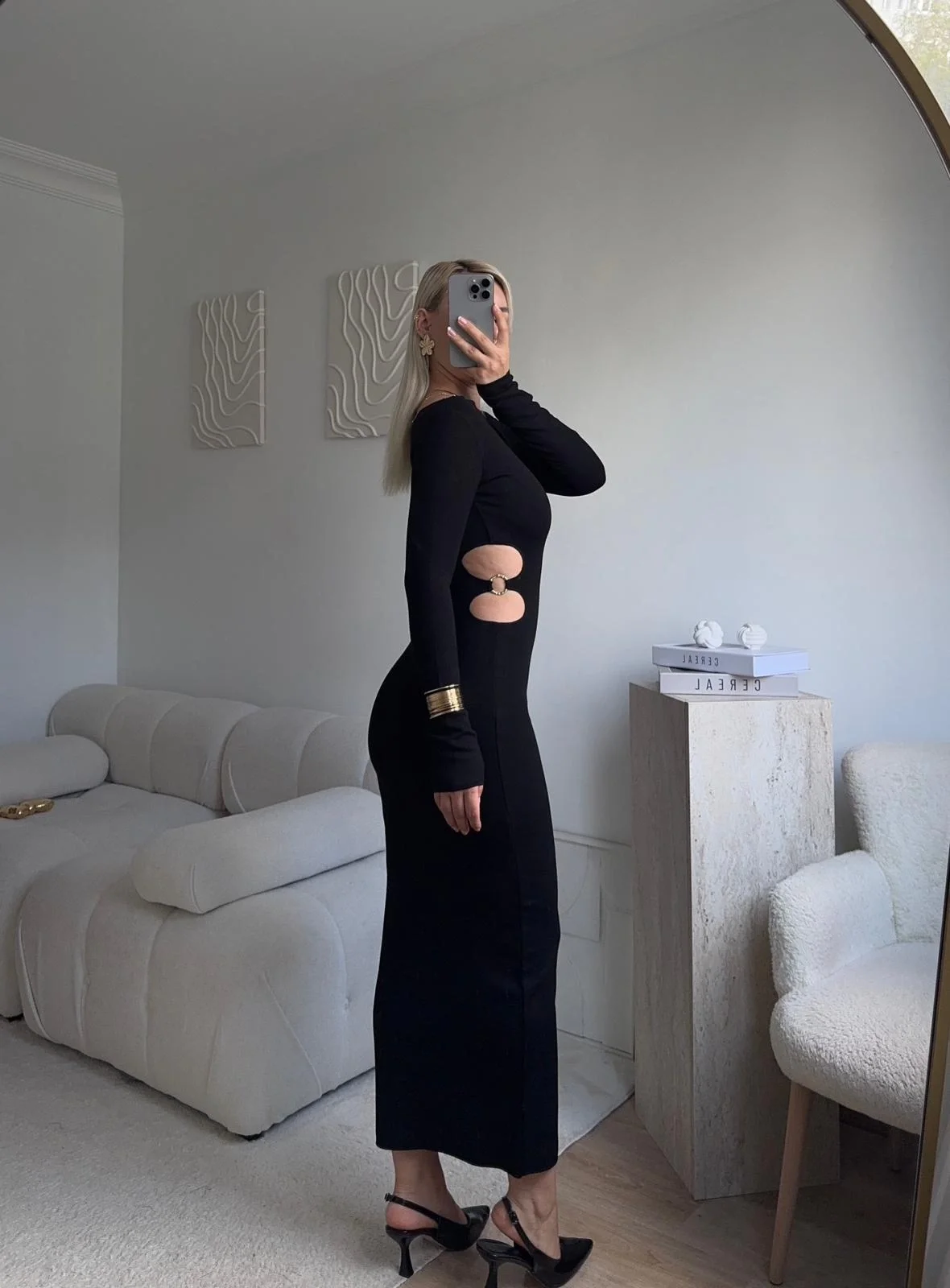 Bel Dekolte Halka Detay Elbise