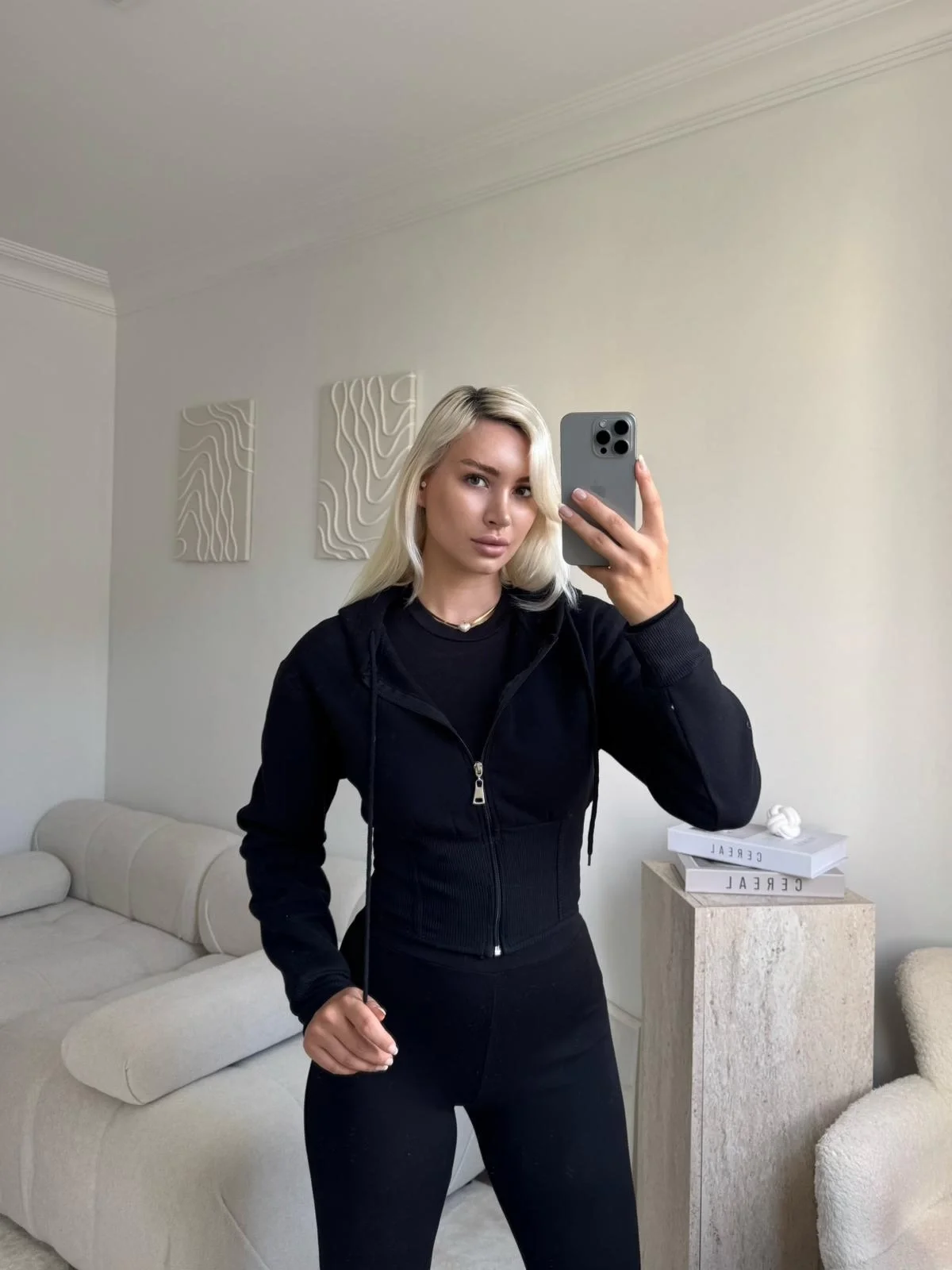 Bel Korse Kapşonlu Hırka - SİYAH