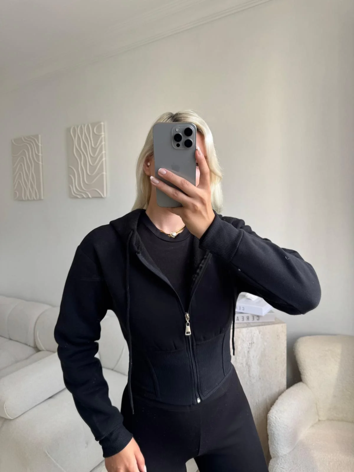 Bel Korse Kapşonlu Hırka - SİYAH