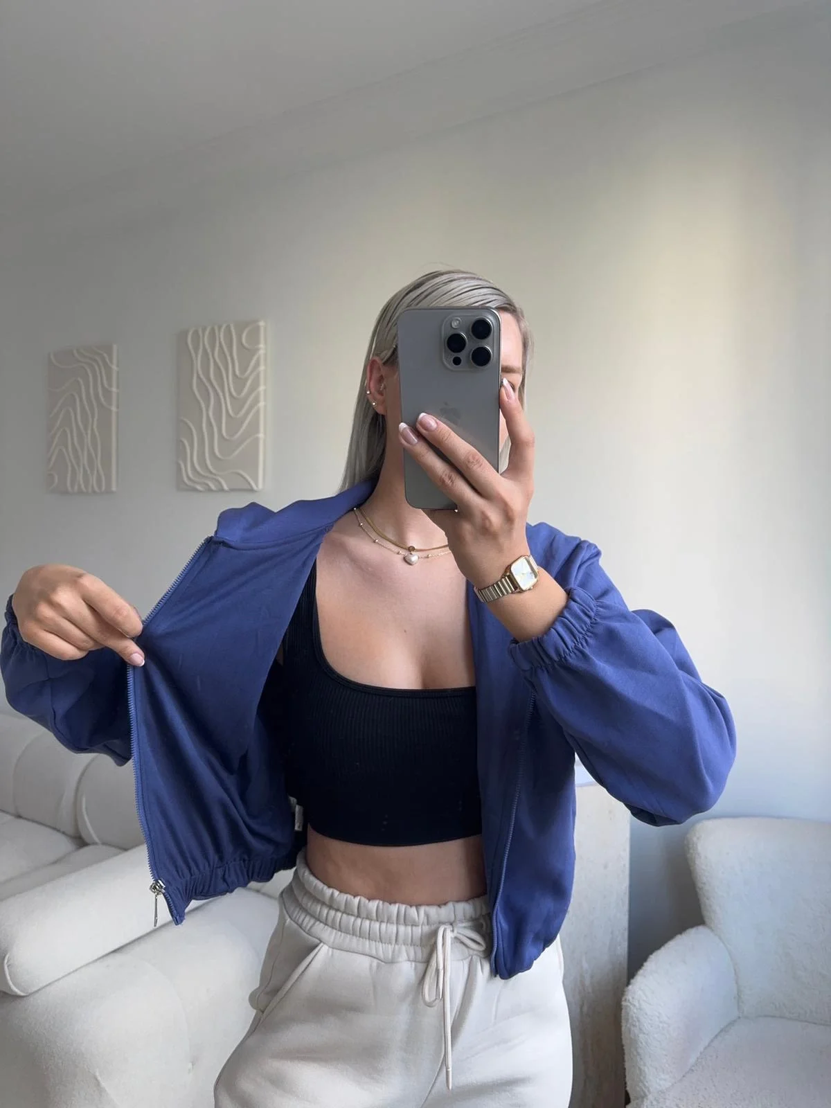 Bel Lastik Crop Hırka - İNDİGO