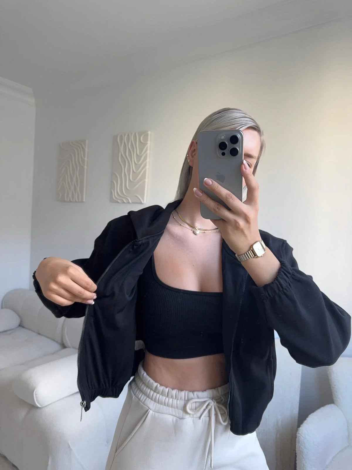 Bel Lastik Crop Hırka - SİYAH