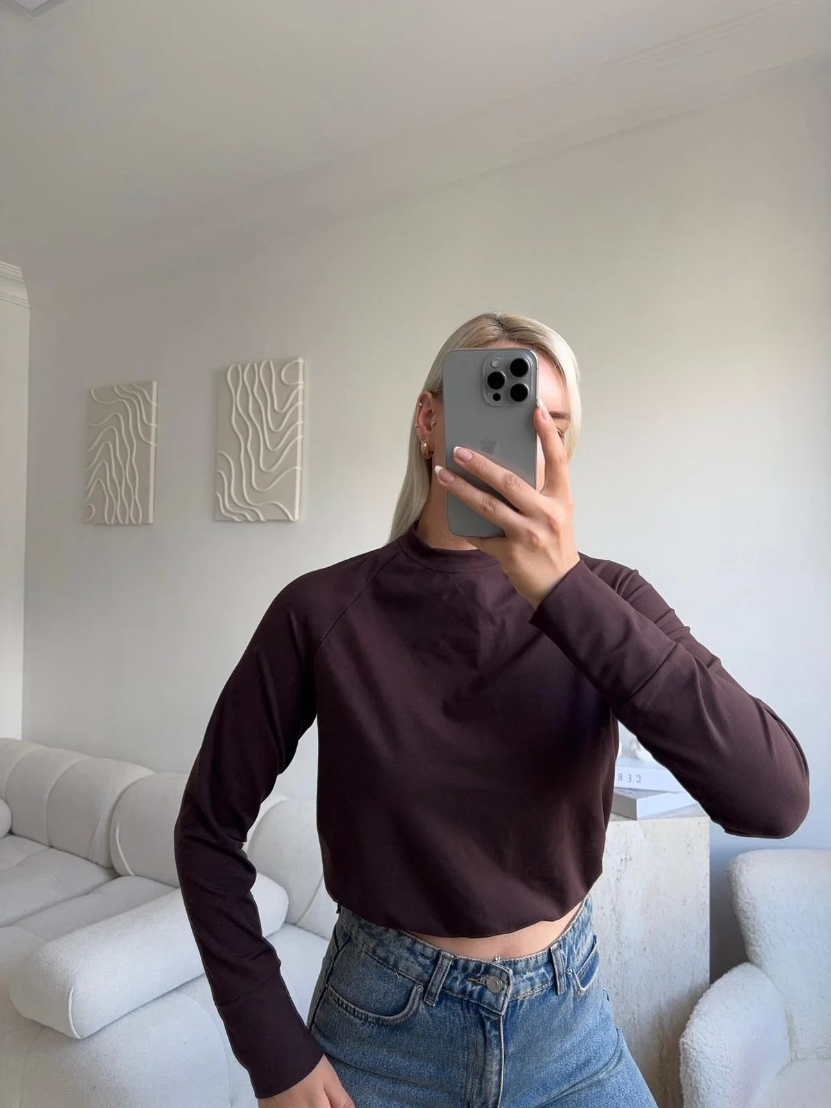 Bel Lastik Crop Sweat - KAHVE