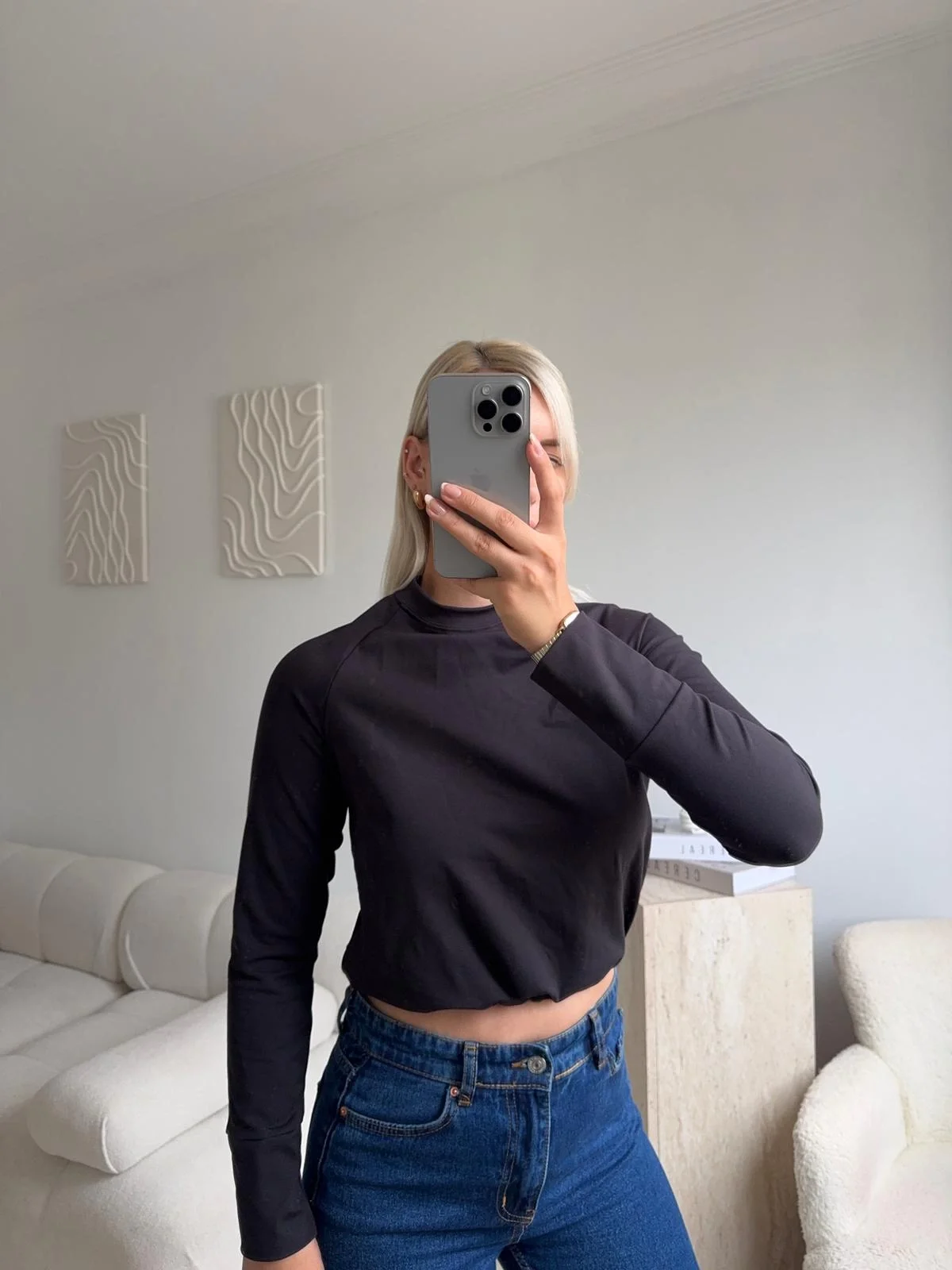 Bel Lastik Crop Sweat - SİYAH