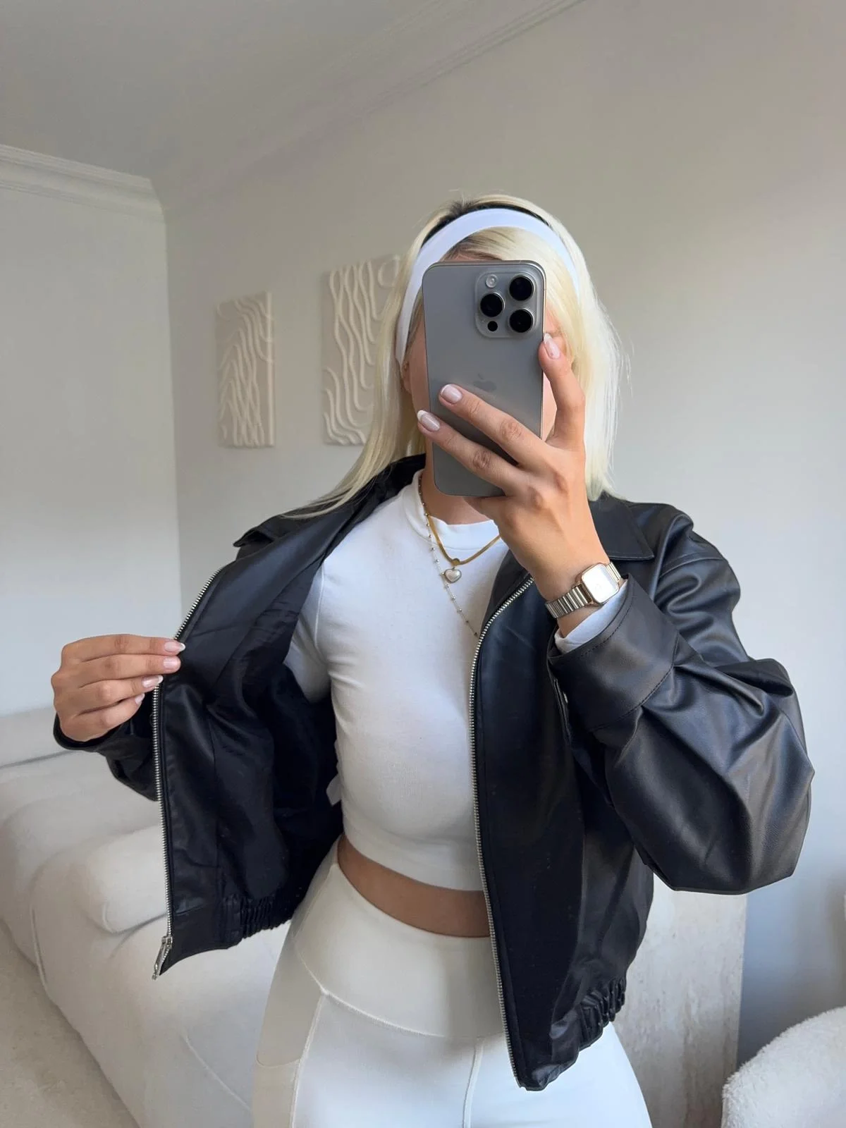 Bel Lastik Deri Ceket - SİYAH