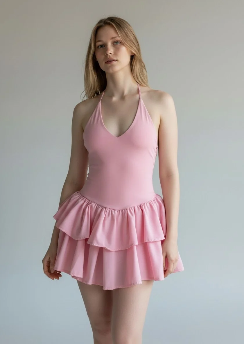 Bella Eteği Şortlu Elbise - PEMBE