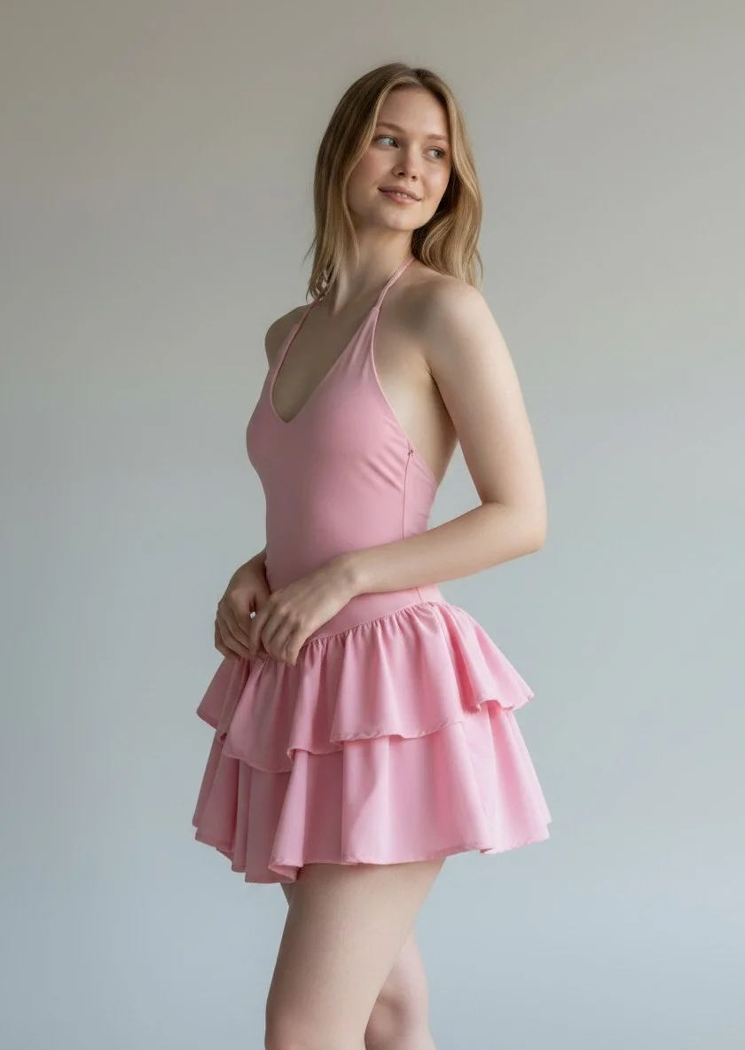 Bella Eteği Şortlu Elbise - PEMBE