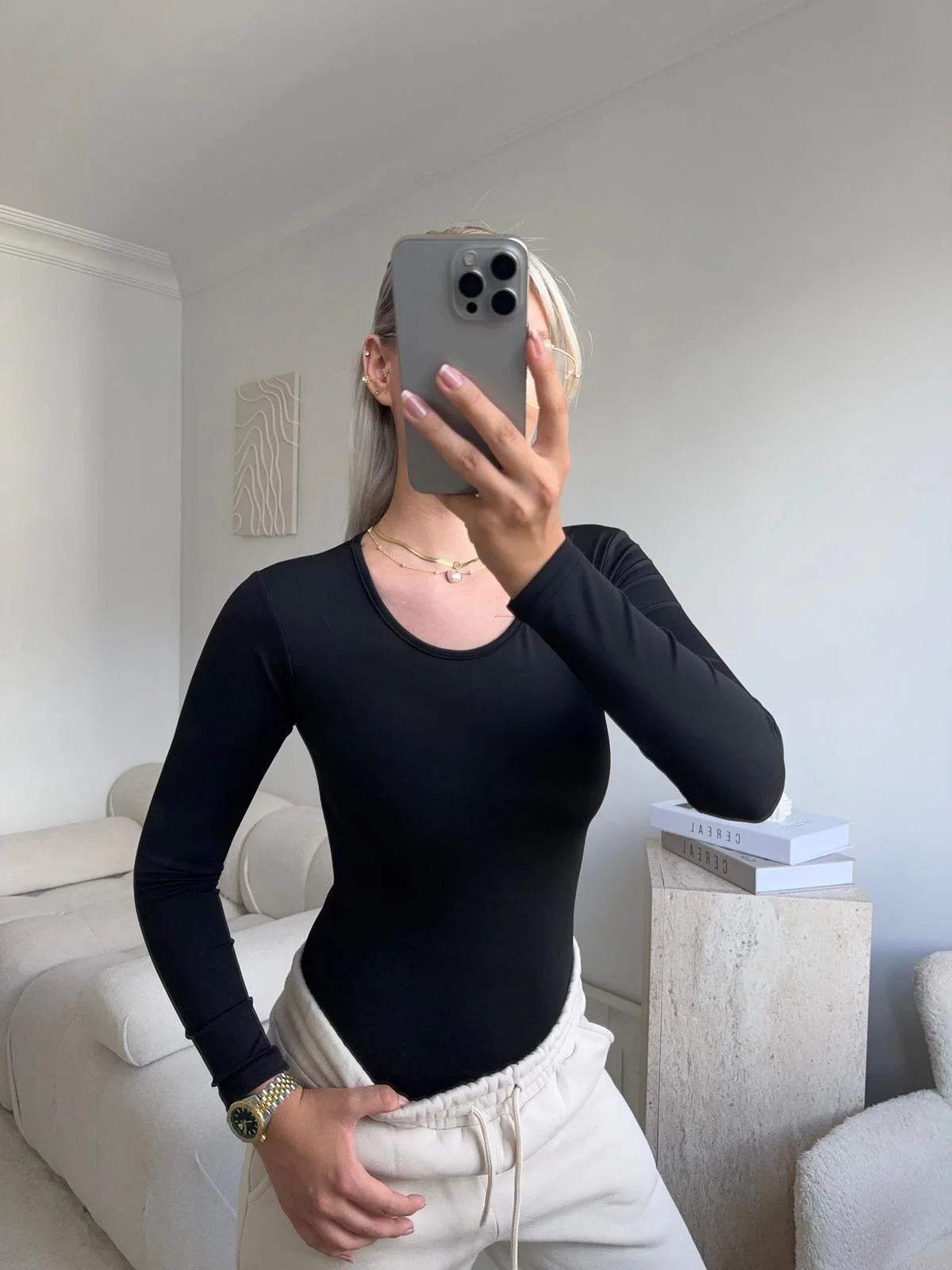 Bisiklet Yaka Bodysuit - SİYAH