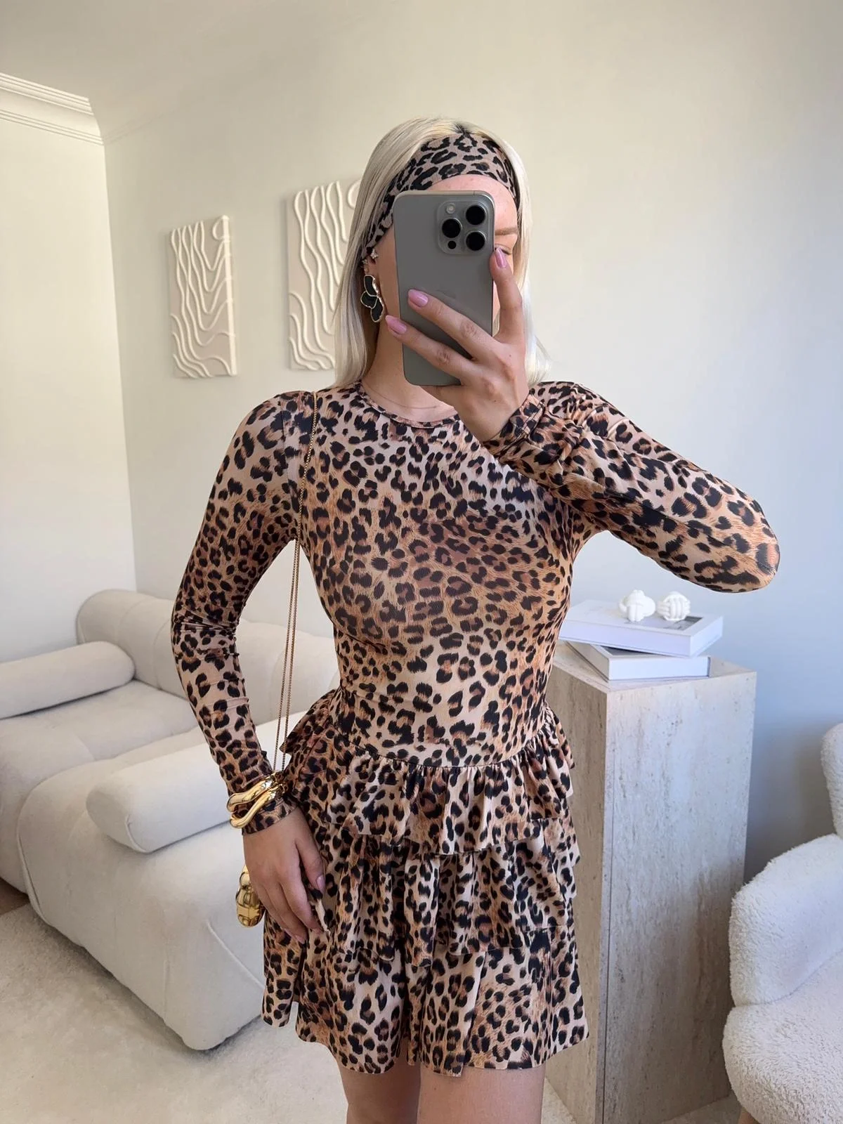 Bisiklet Yaka Fırfırlı Elbise - LEOPAR