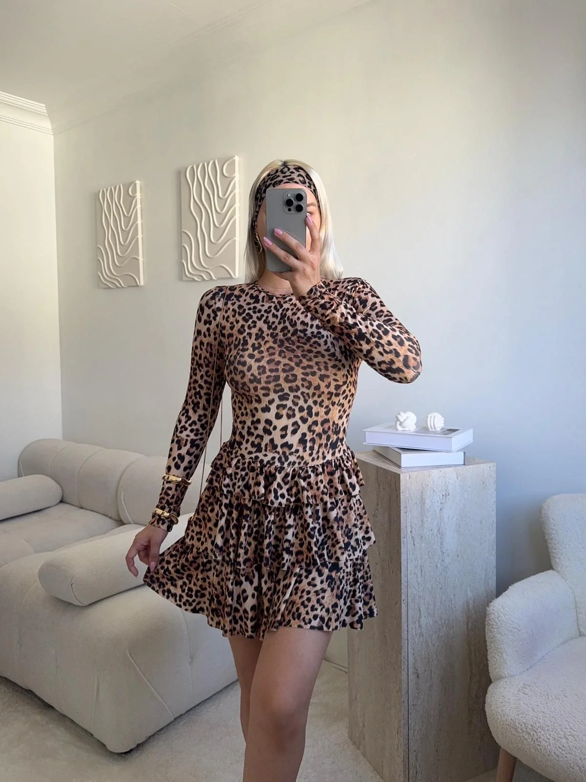 Bisiklet Yaka Fırfırlı Elbise - LEOPAR