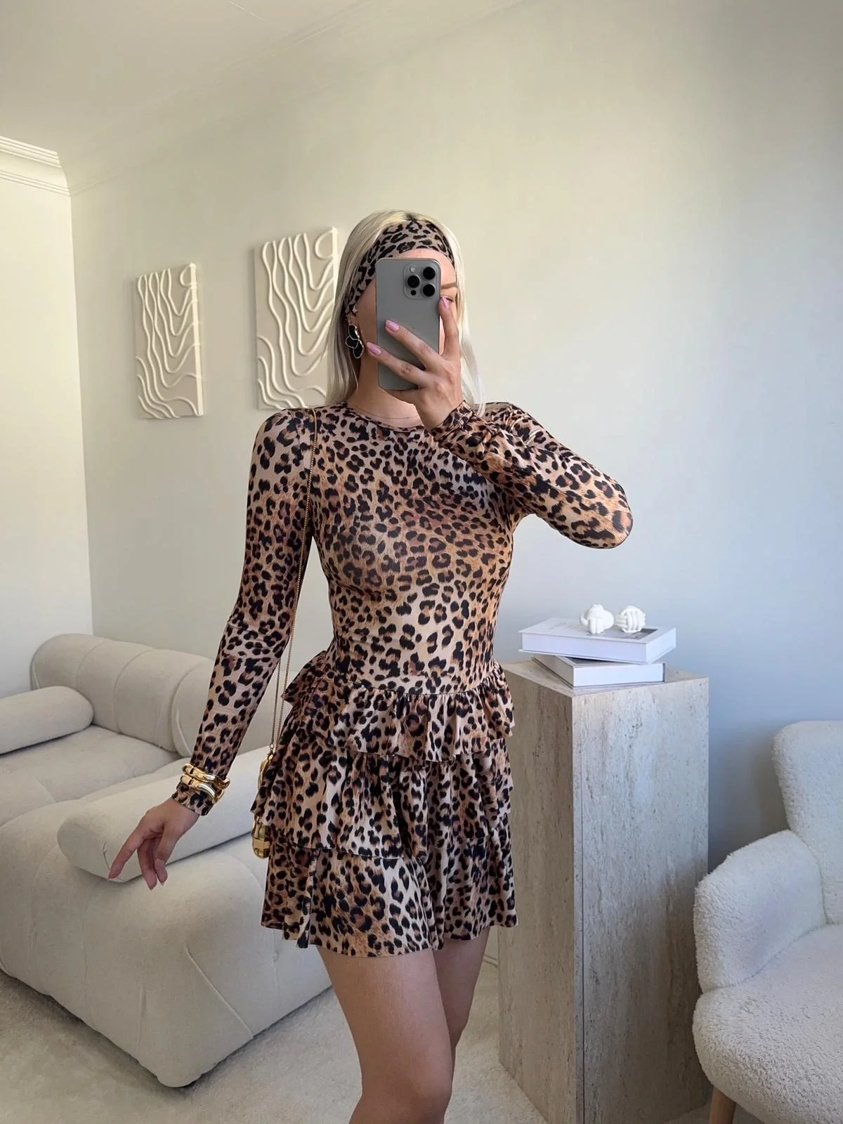 Bisiklet Yaka Fırfırlı Elbise - LEOPAR