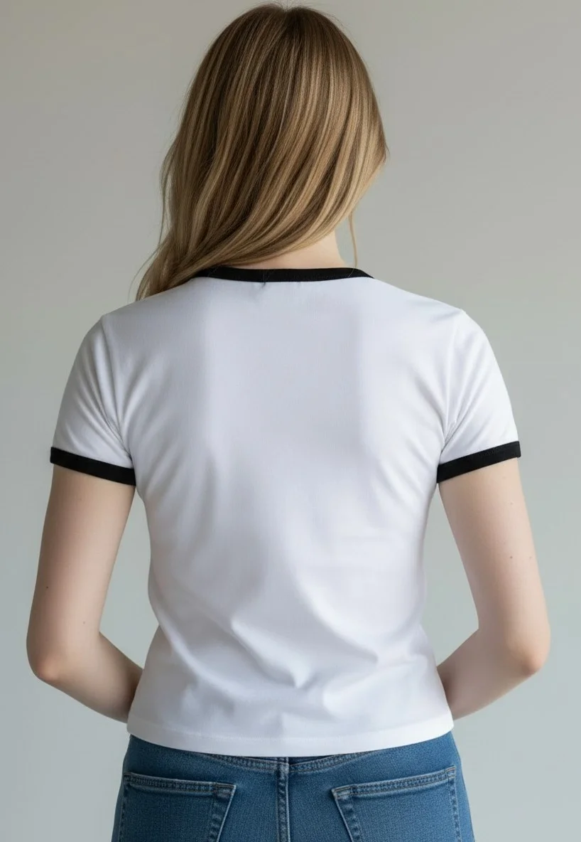 Biyeli Crop Tişört - BEYAZ