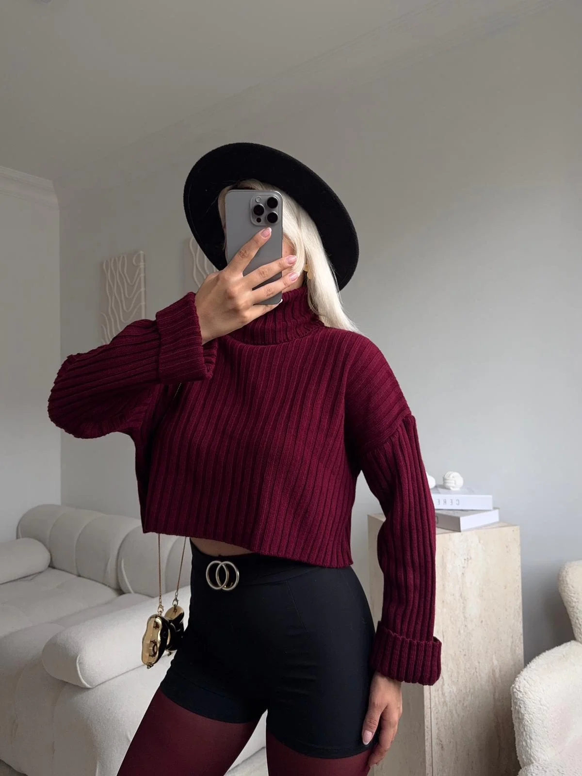 Boğazlı Triko Kazak - BORDO