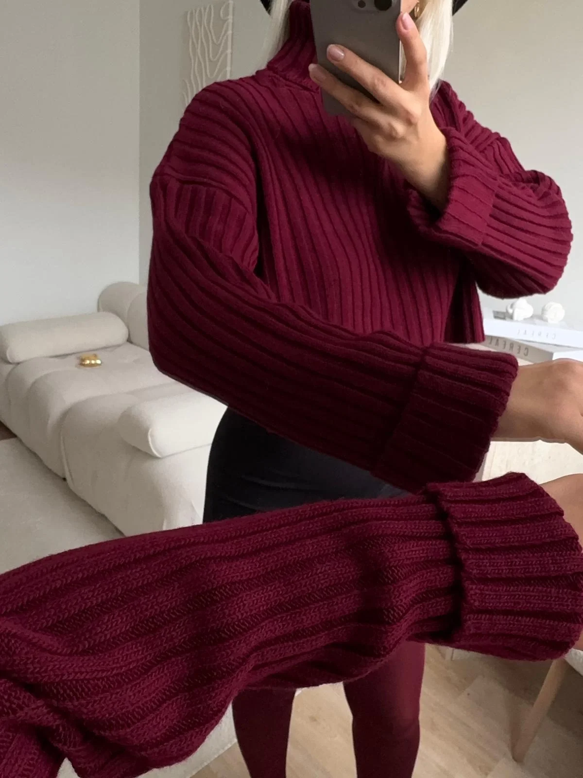 Boğazlı Triko Kazak - BORDO