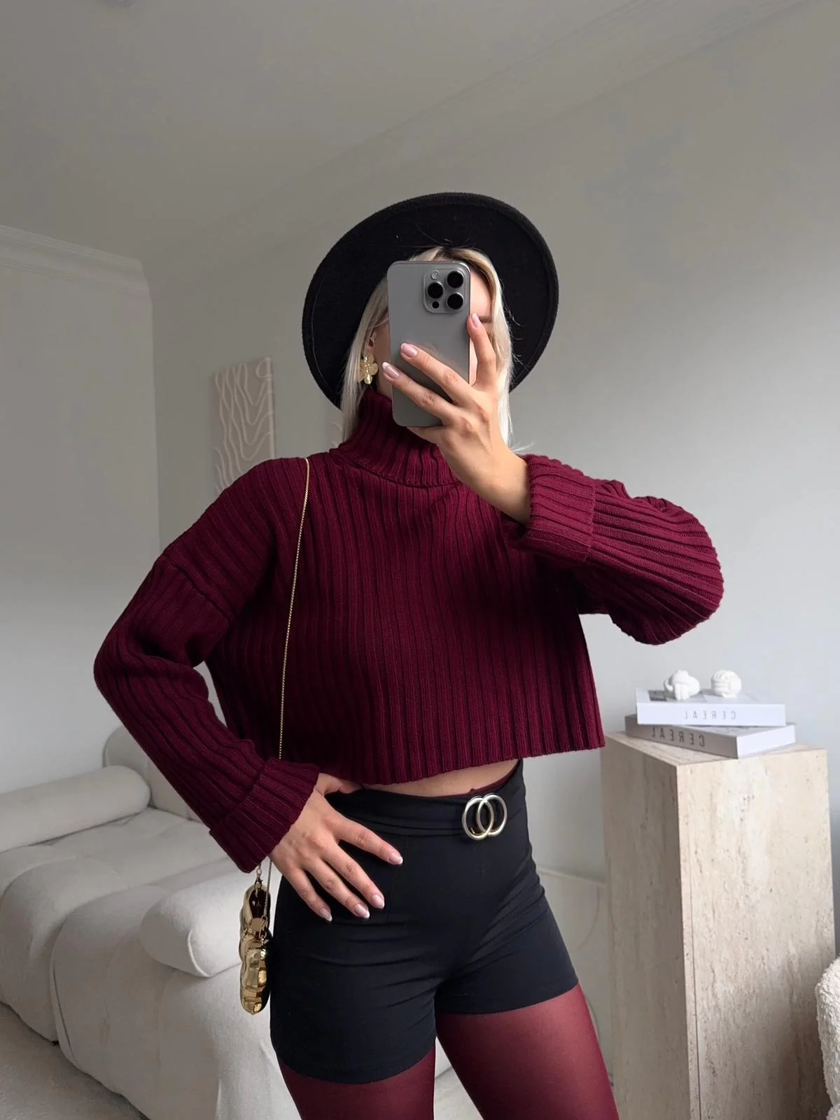 Boğazlı Triko Kazak - BORDO