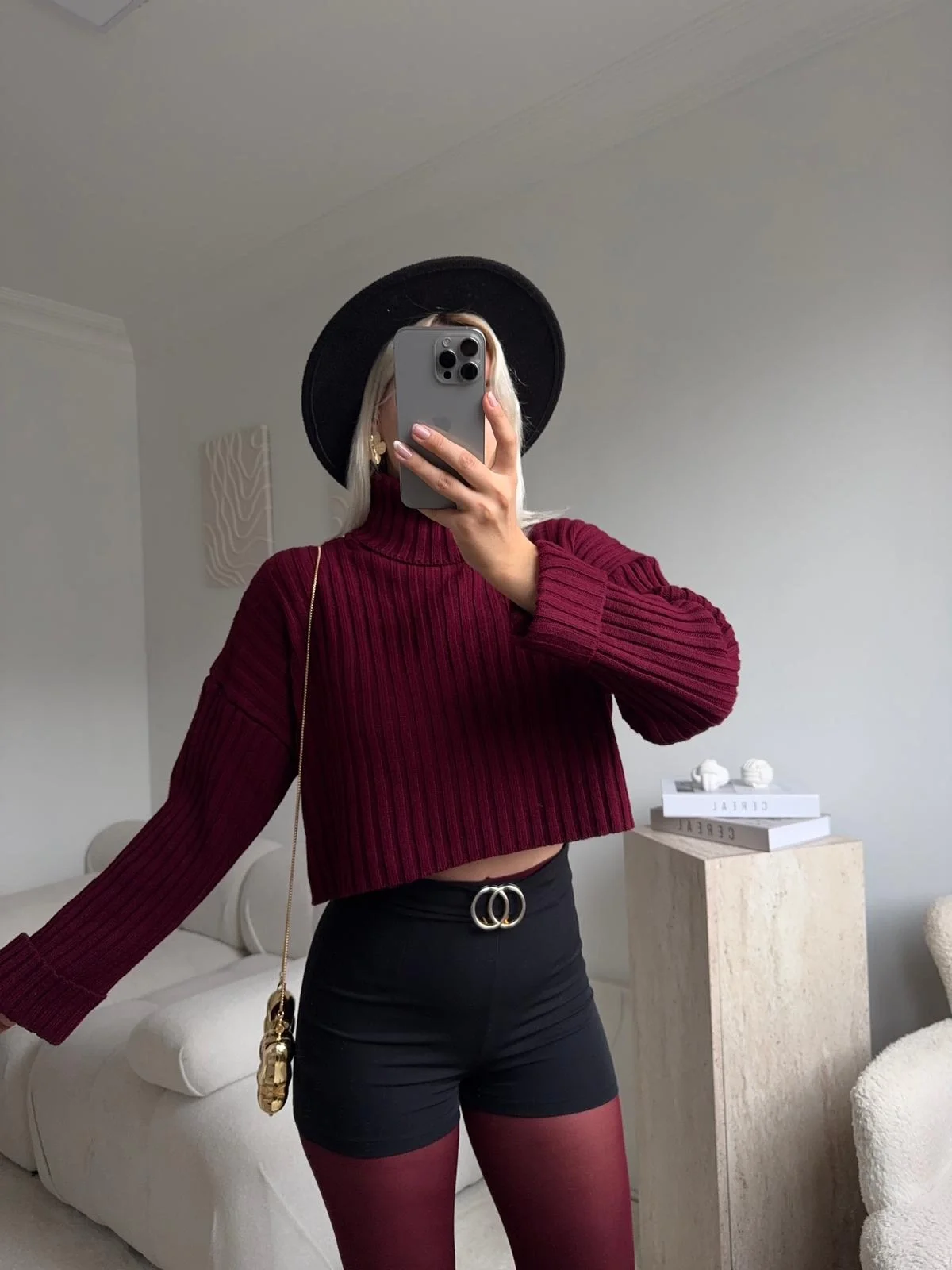 Boğazlı Triko Kazak - BORDO