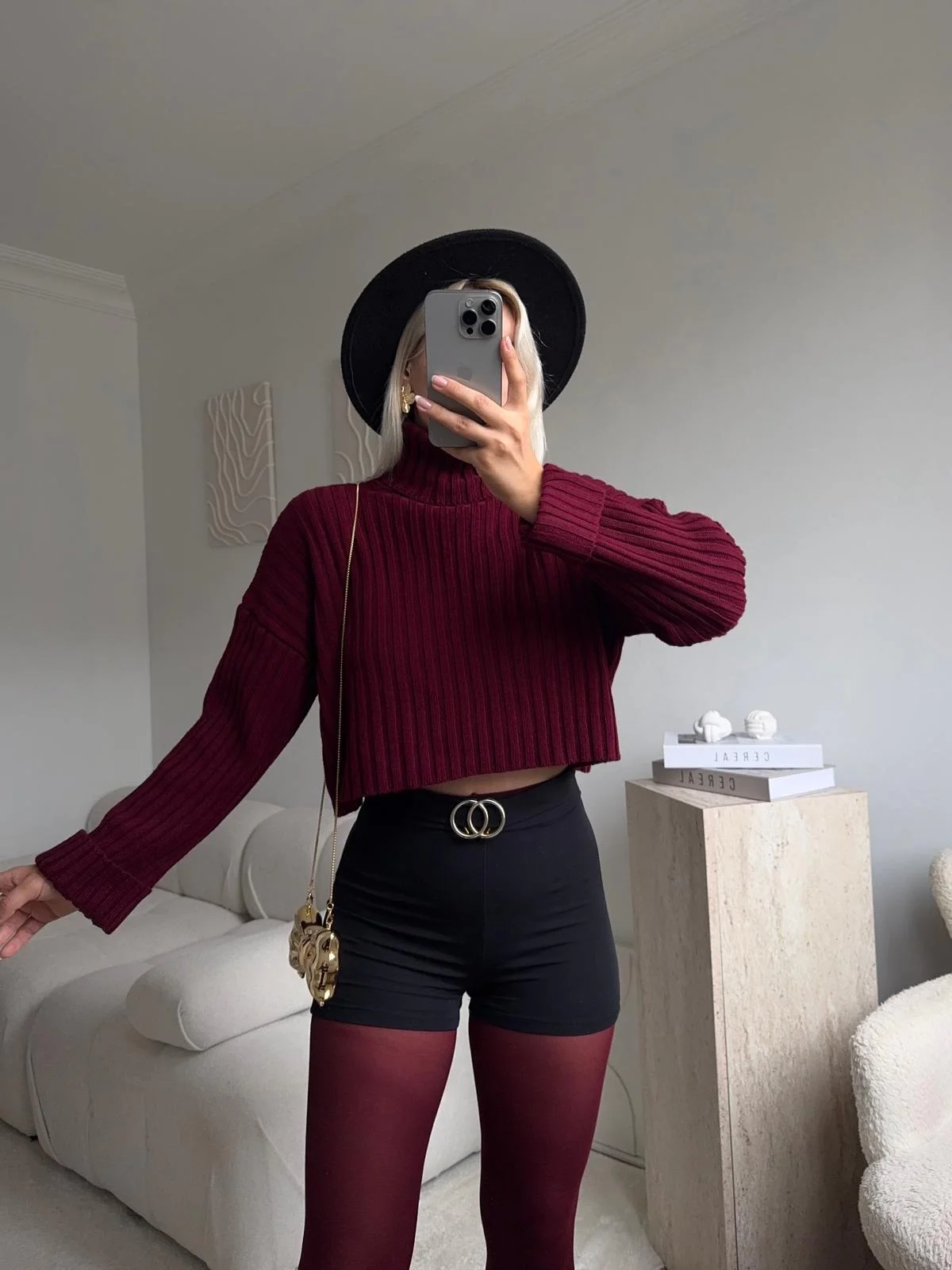 Boğazlı Triko Kazak - BORDO