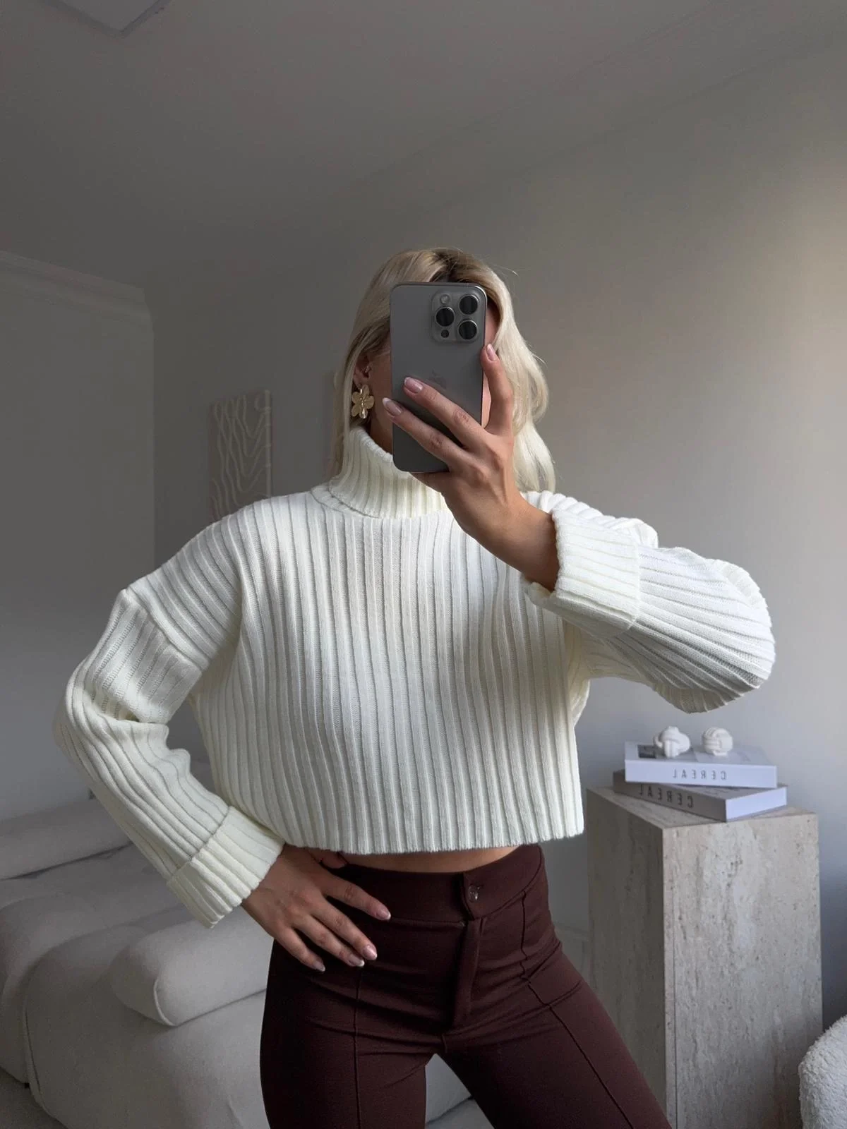 Boğazlı Triko Kazak - EKRU