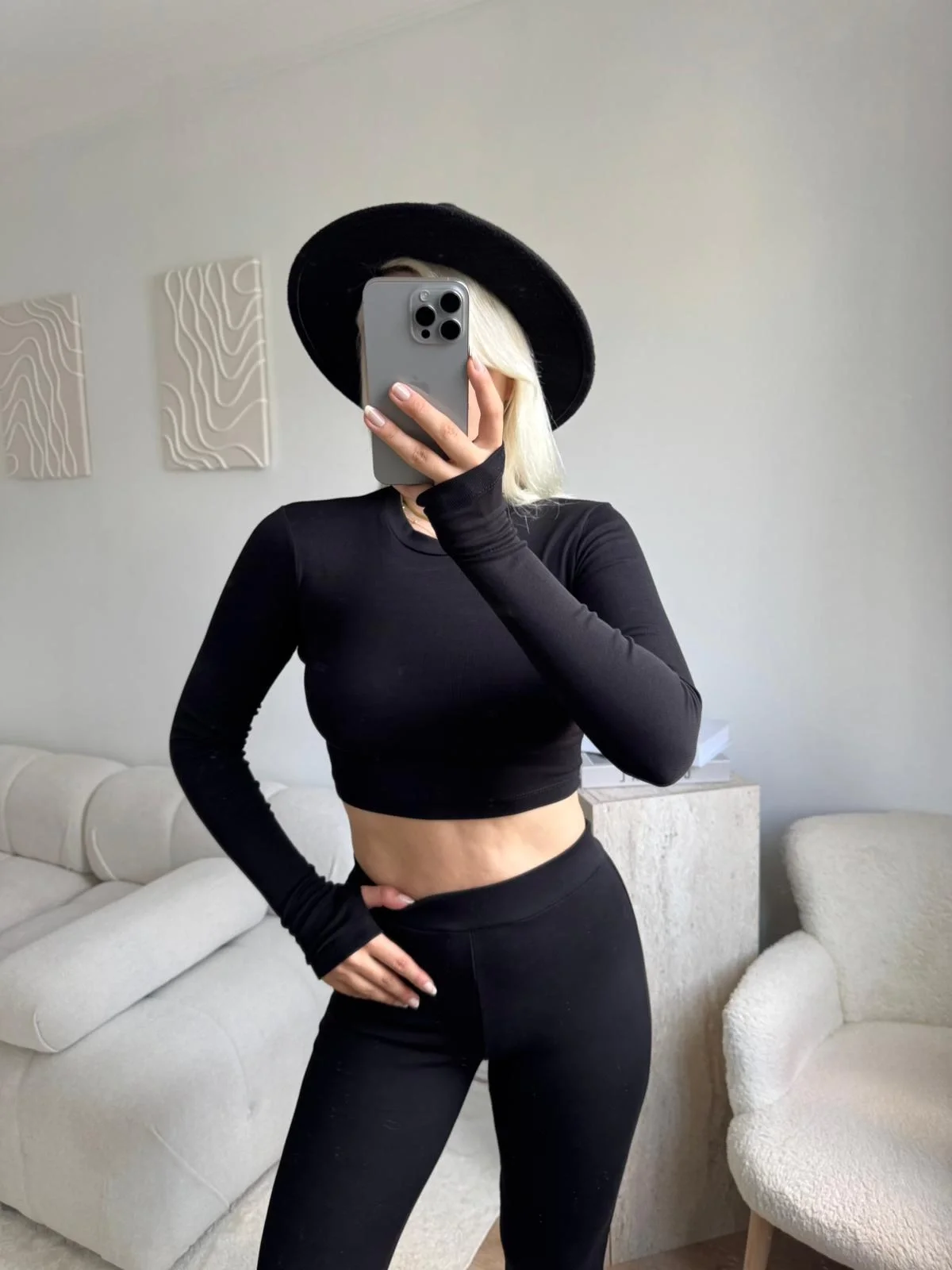 BSK Basic Crop & Taytlı Takım - SİYAH