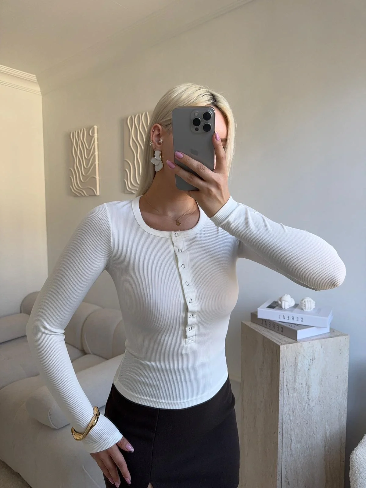 Çıtçıtlı Fitilli Bluz - BEYAZ