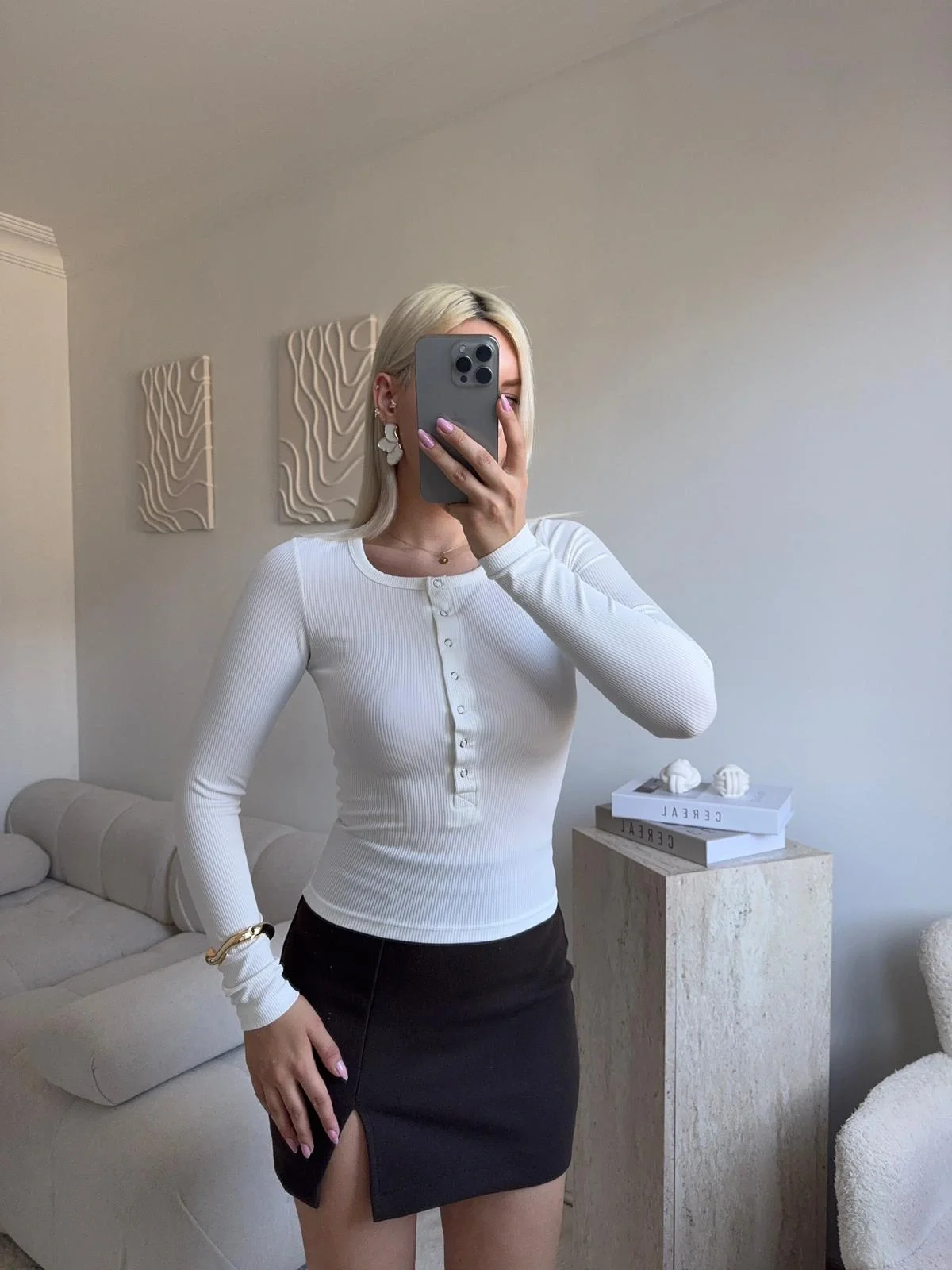 Çıtçıtlı Fitilli Bluz - BEYAZ