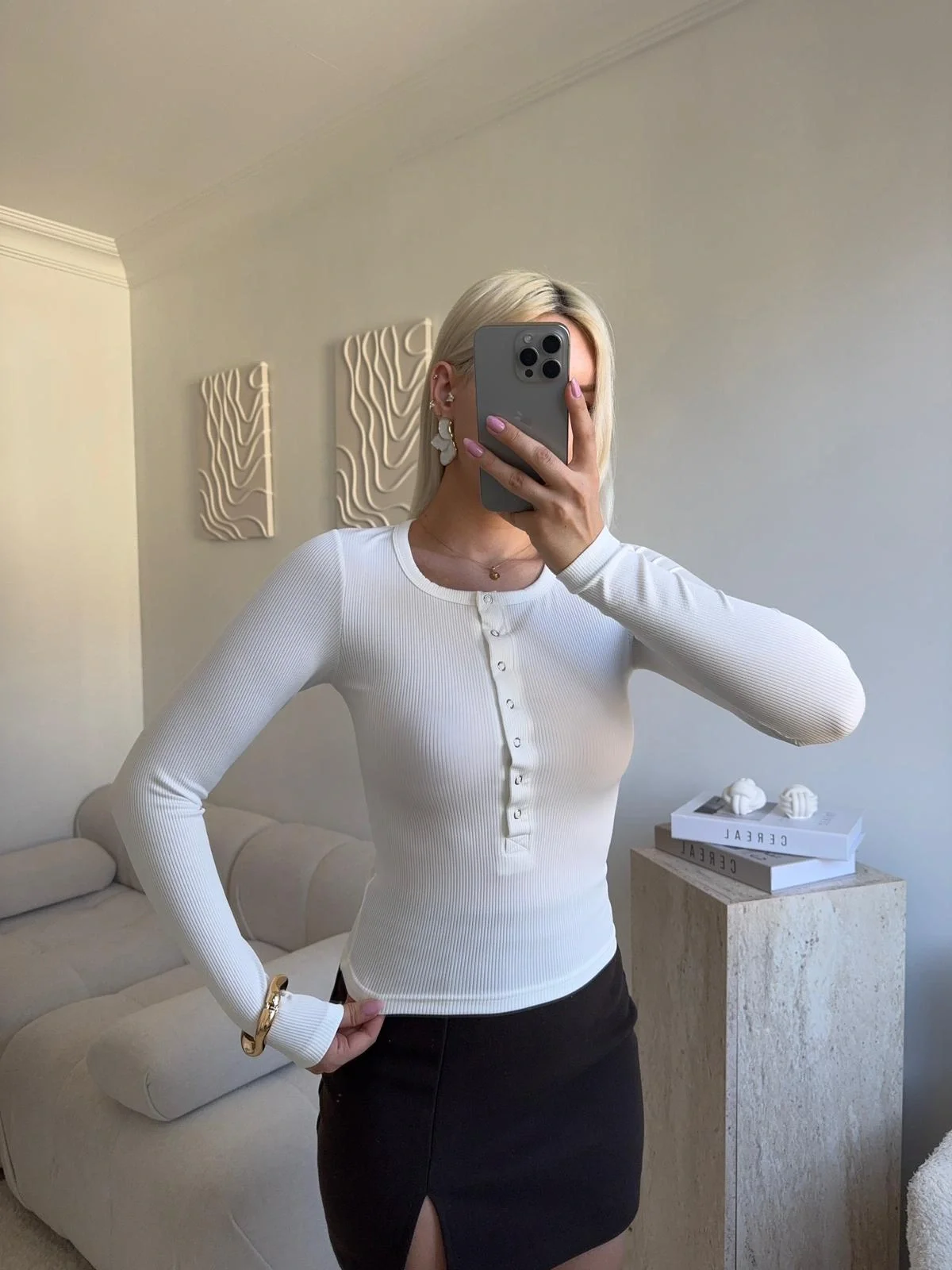 Çıtçıtlı Fitilli Bluz - BEYAZ