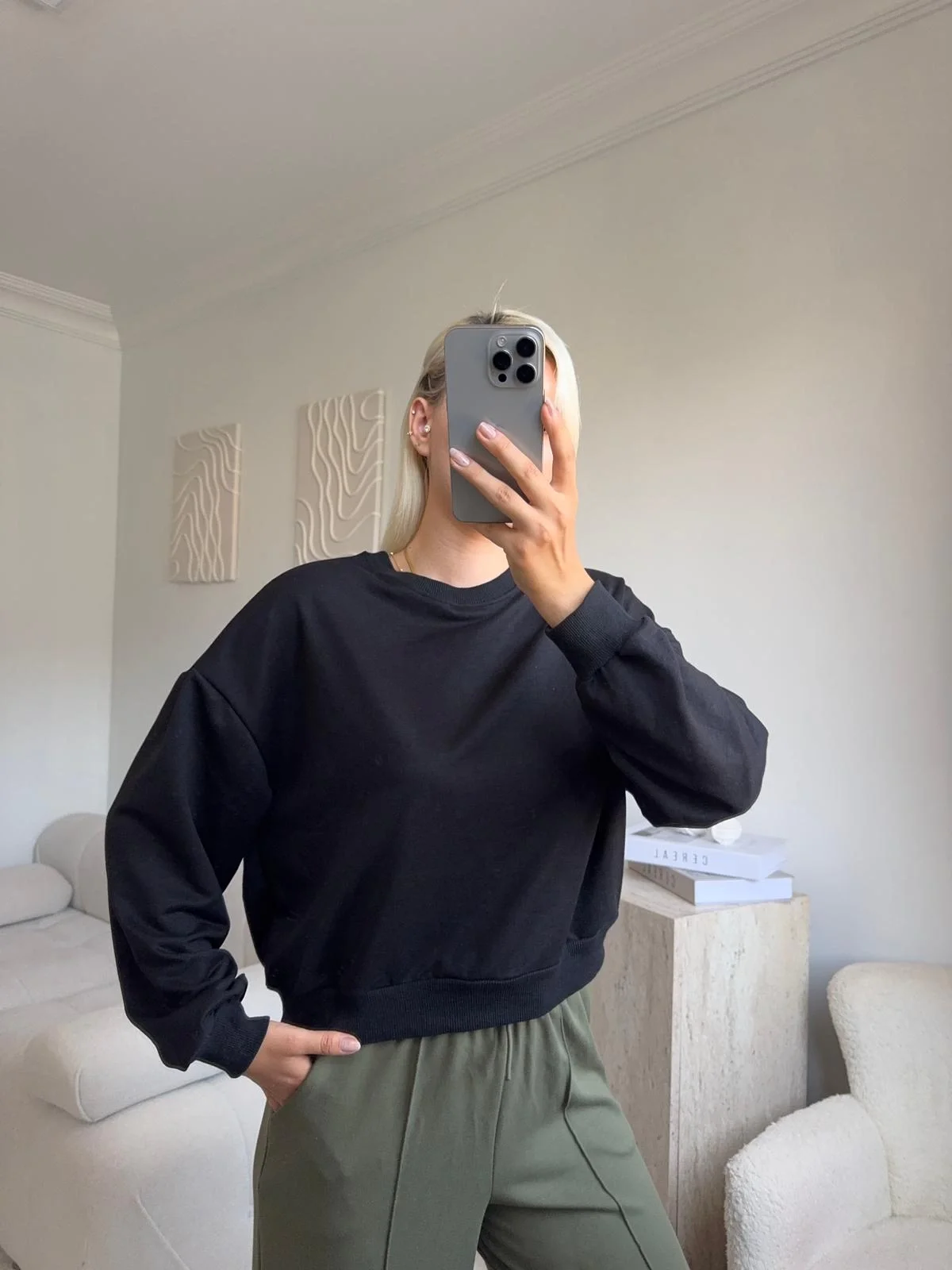 Crop Basic Sweat - SİYAH