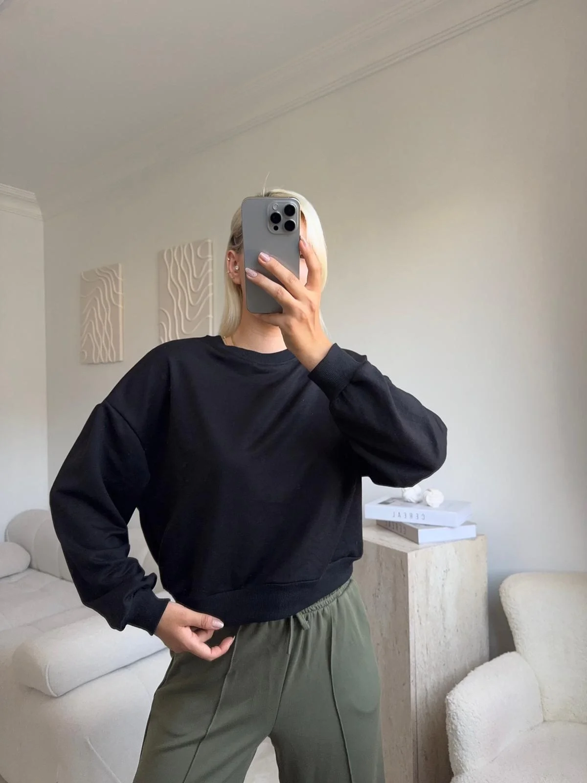 Crop Basic Sweat - SİYAH