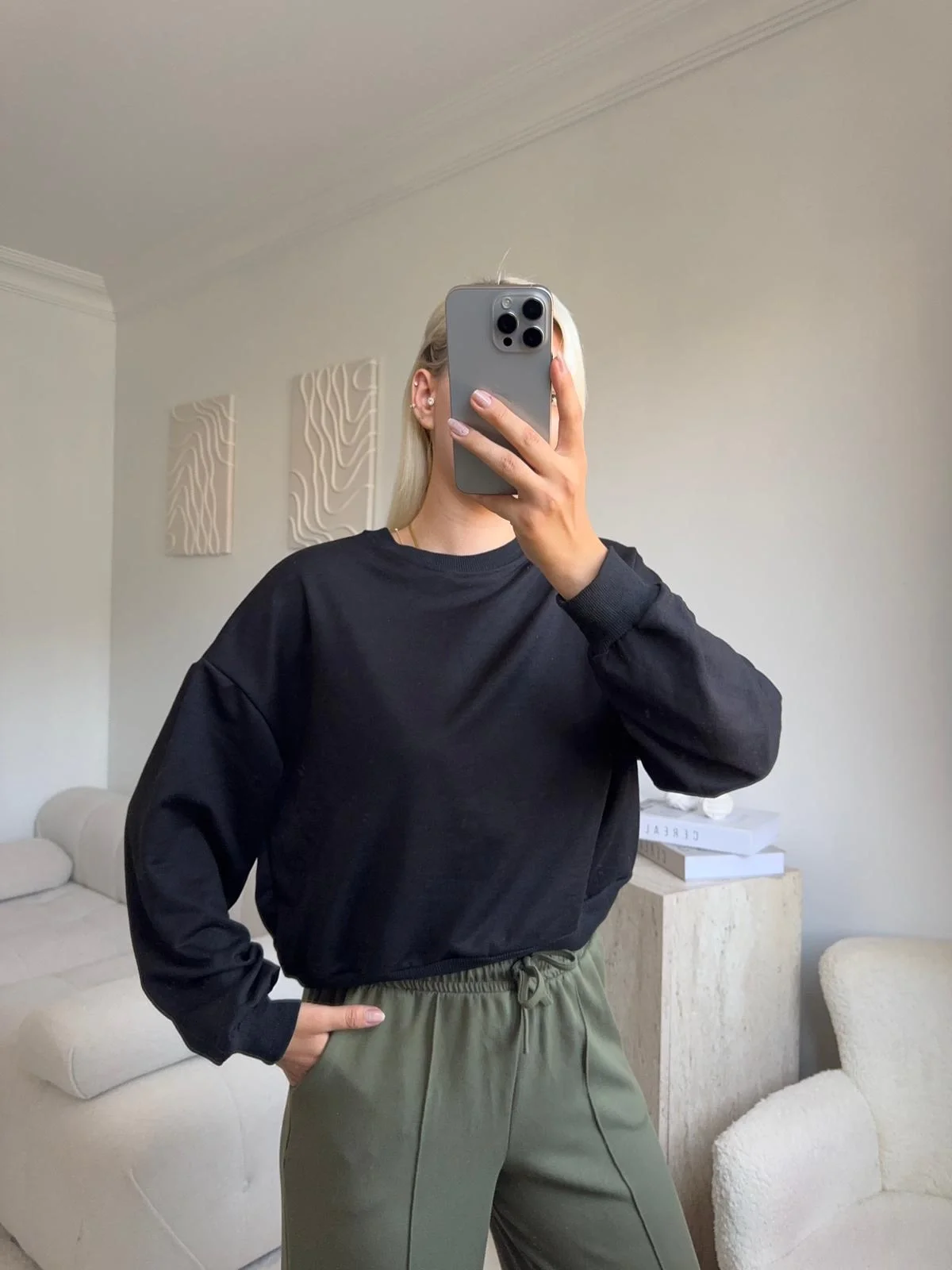 Crop Basic Sweat - SİYAH