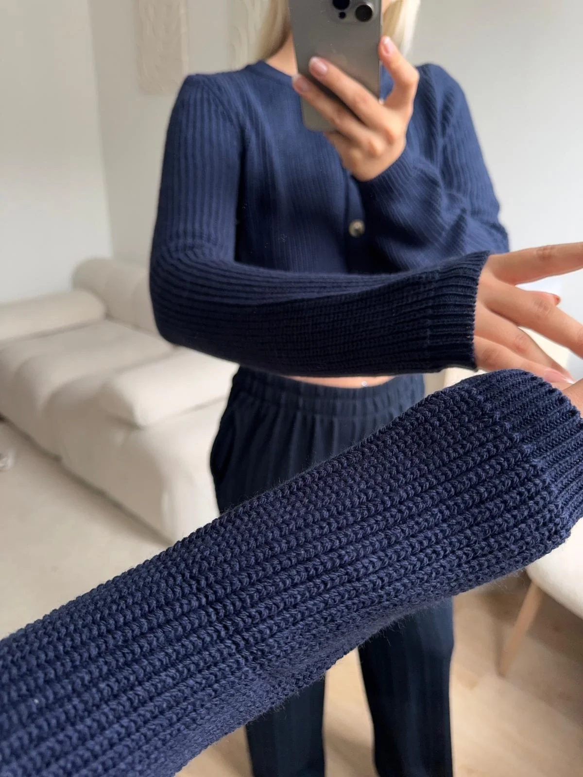 Crop Triko Hırka - LACİVERT