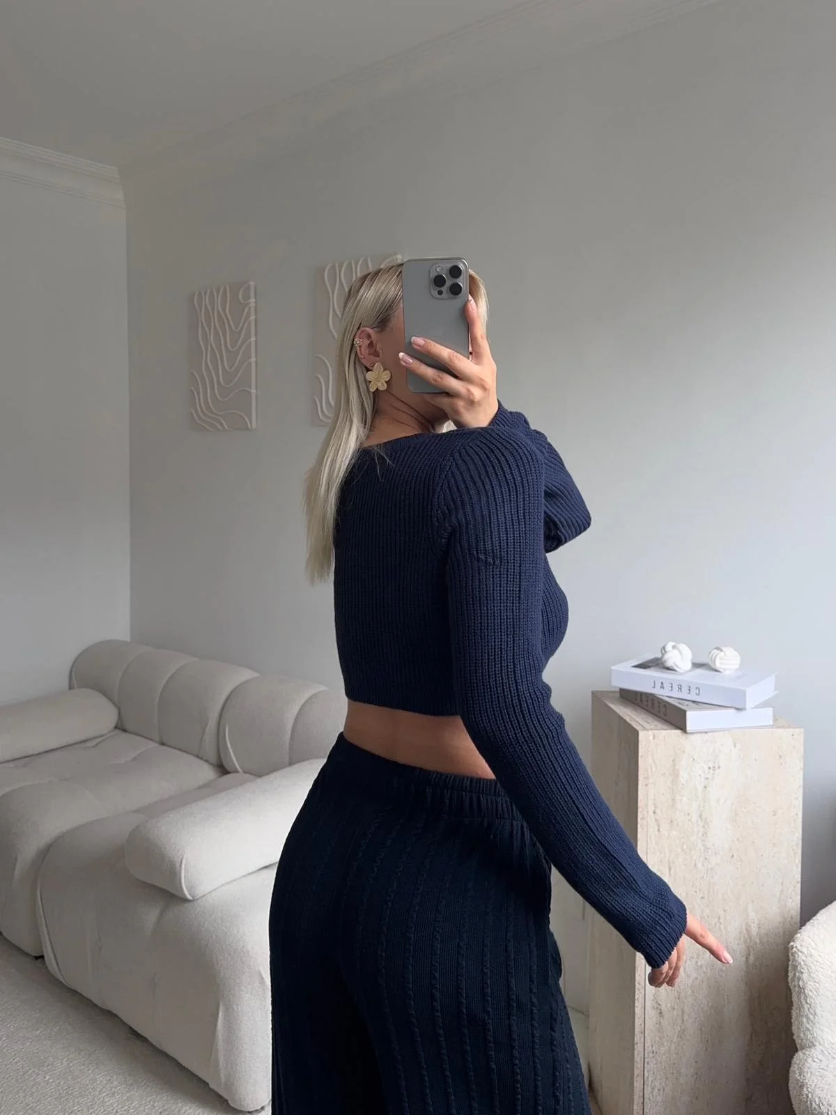 Crop Triko Hırka - LACİVERT