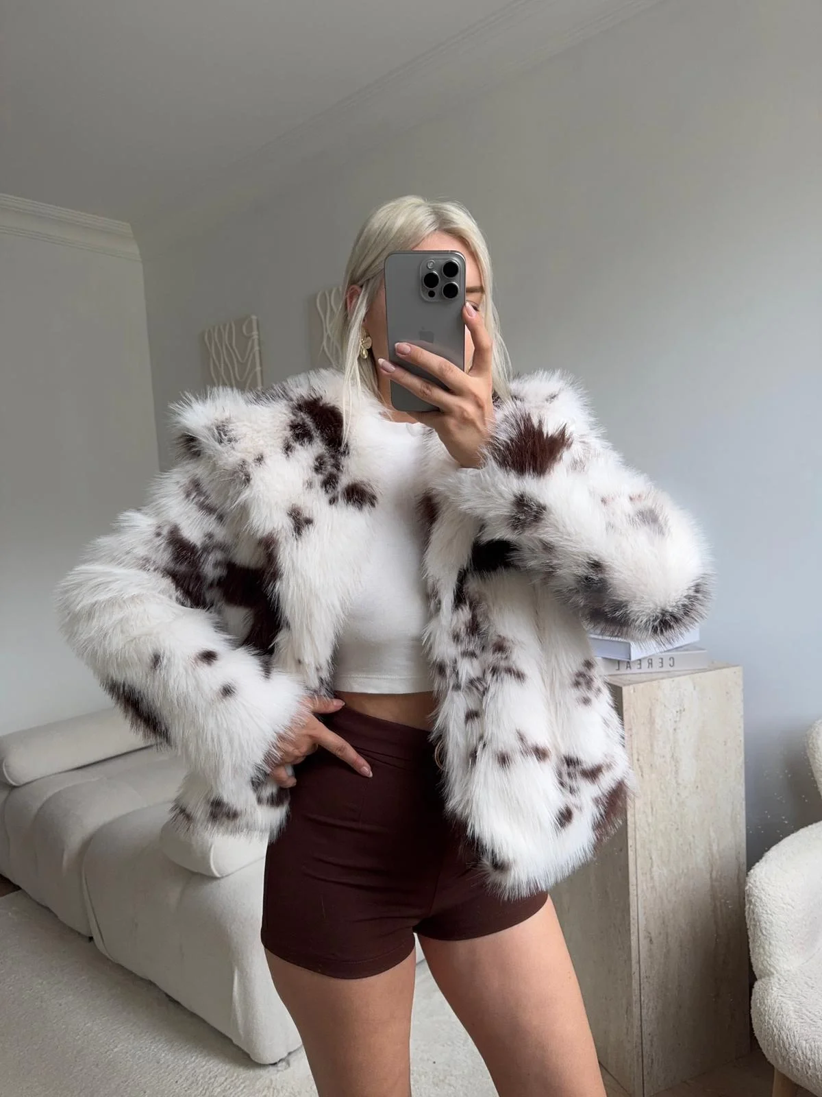 Desenli Premium Kürk - KAHVE