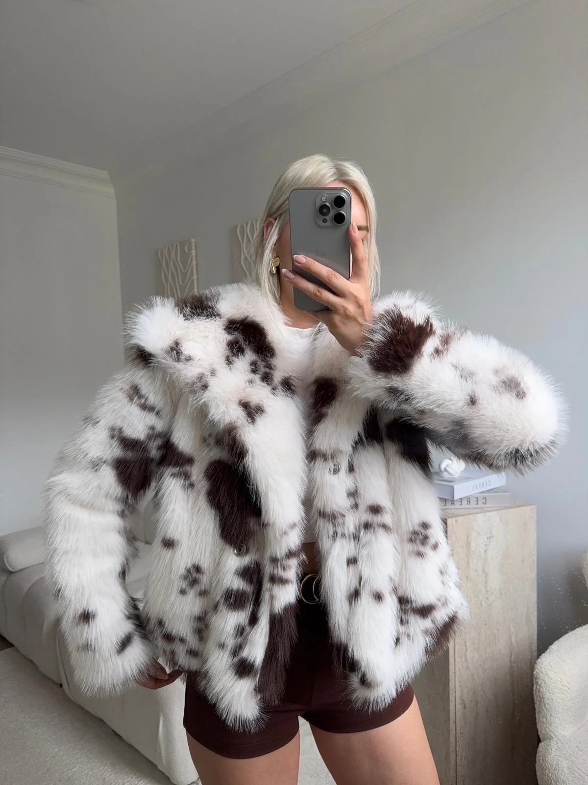 Desenli Premium Kürk - KAHVE