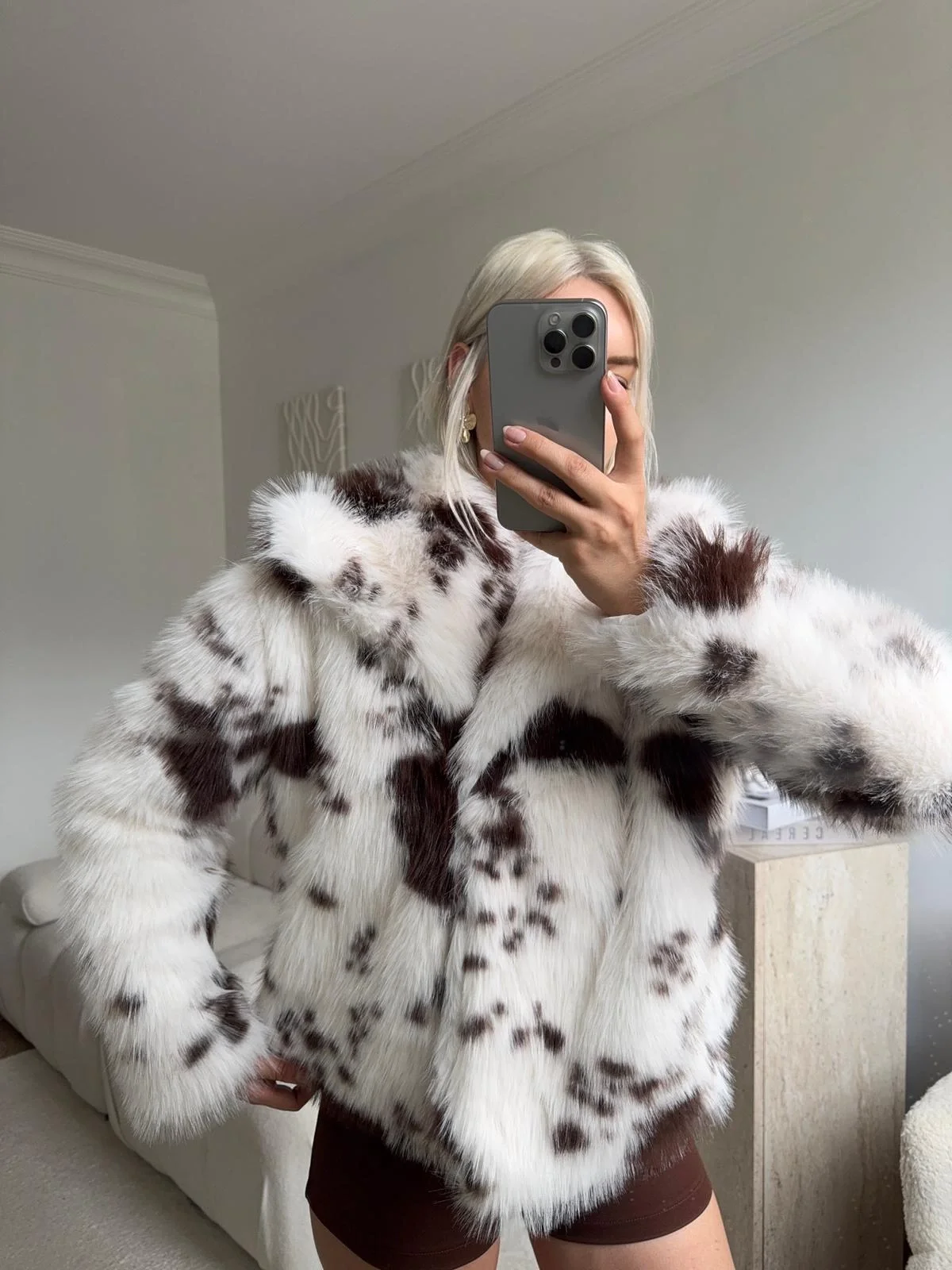 Desenli Premium Kürk - KAHVE