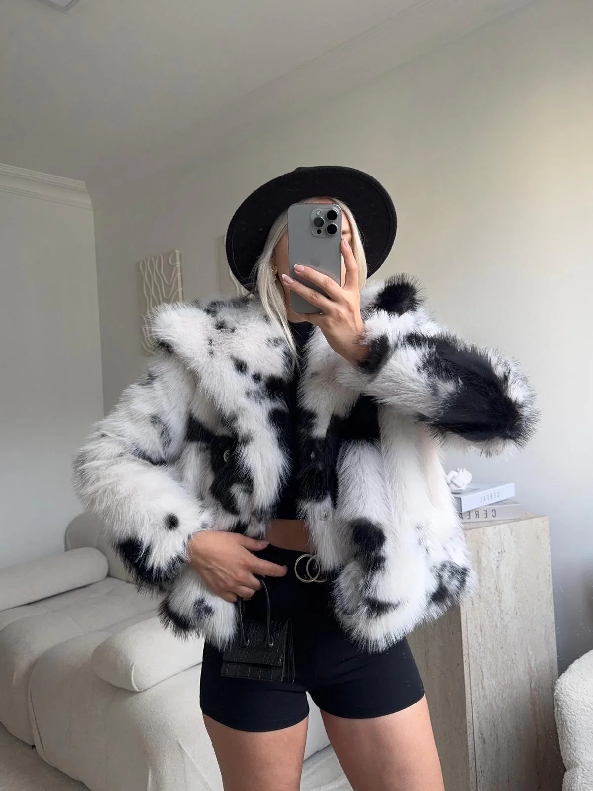 Desenli Premium Kürk - SİYAH