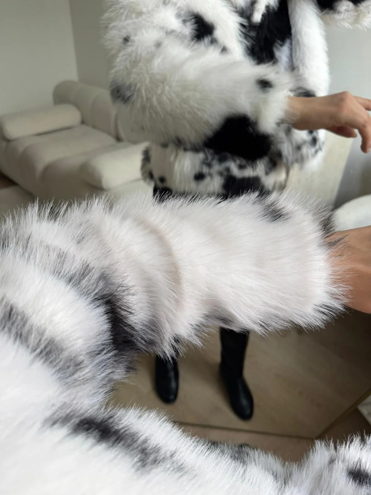 Desenli Premium Kürk - SİYAH