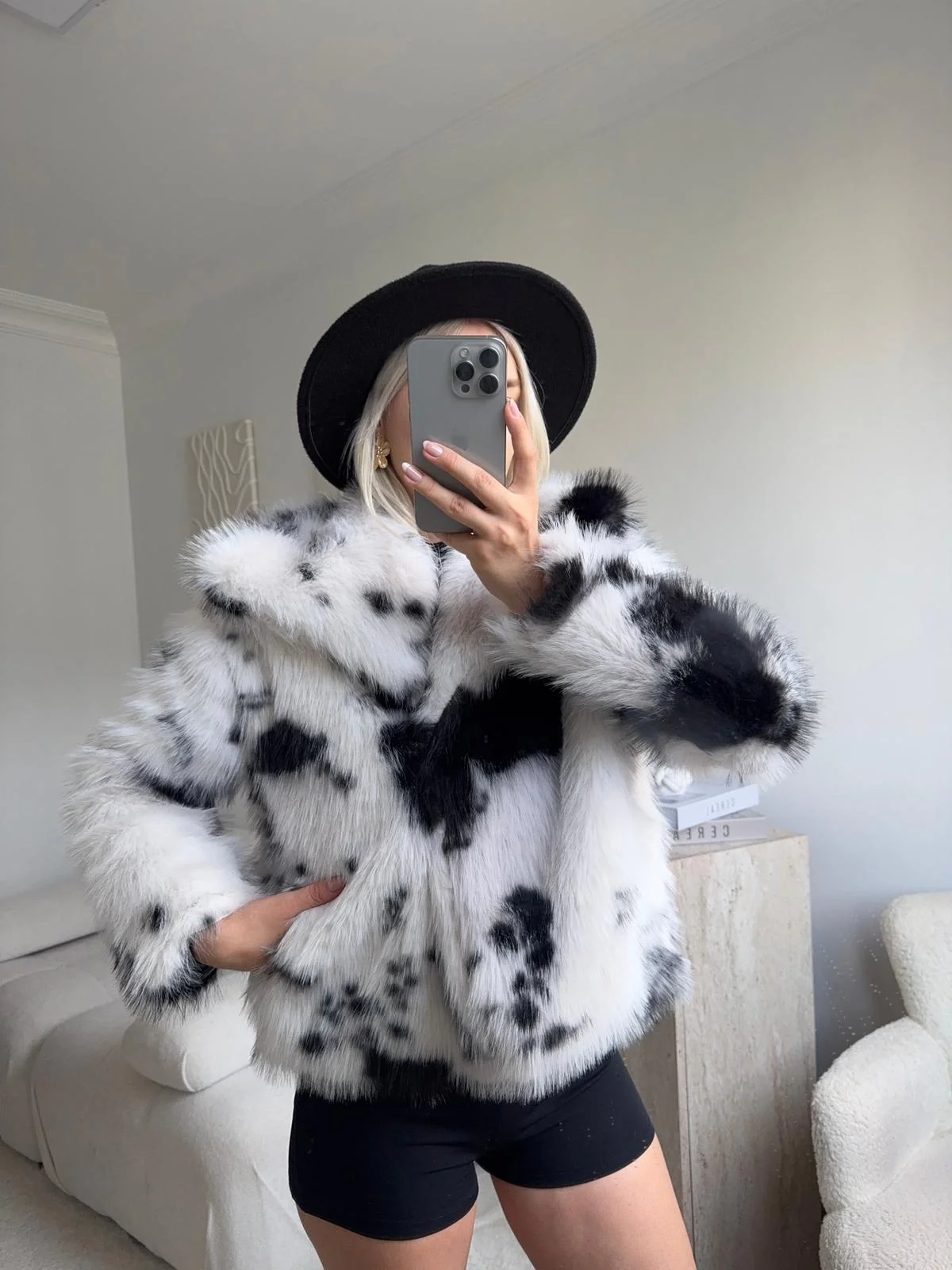 Desenli Premium Kürk - SİYAH