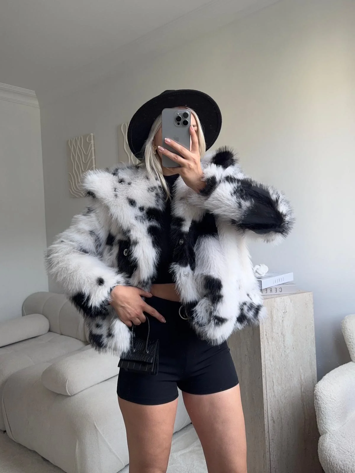 Desenli Premium Kürk - SİYAH