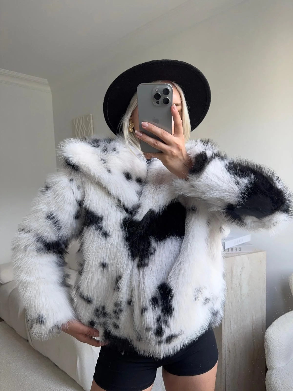 Desenli Premium Kürk - SİYAH