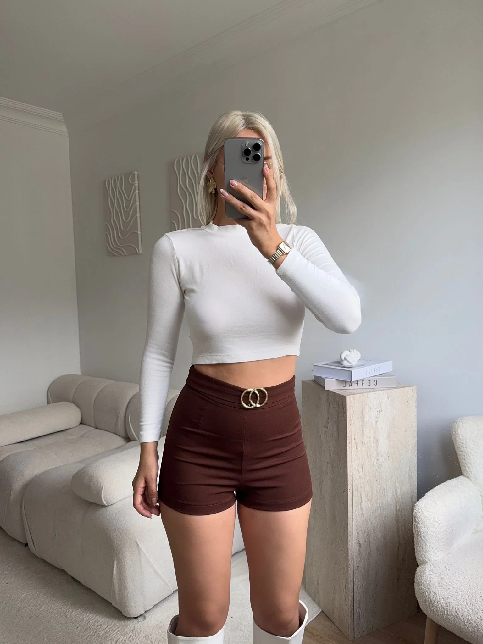 Double Gold Basic Şort - KAHVE