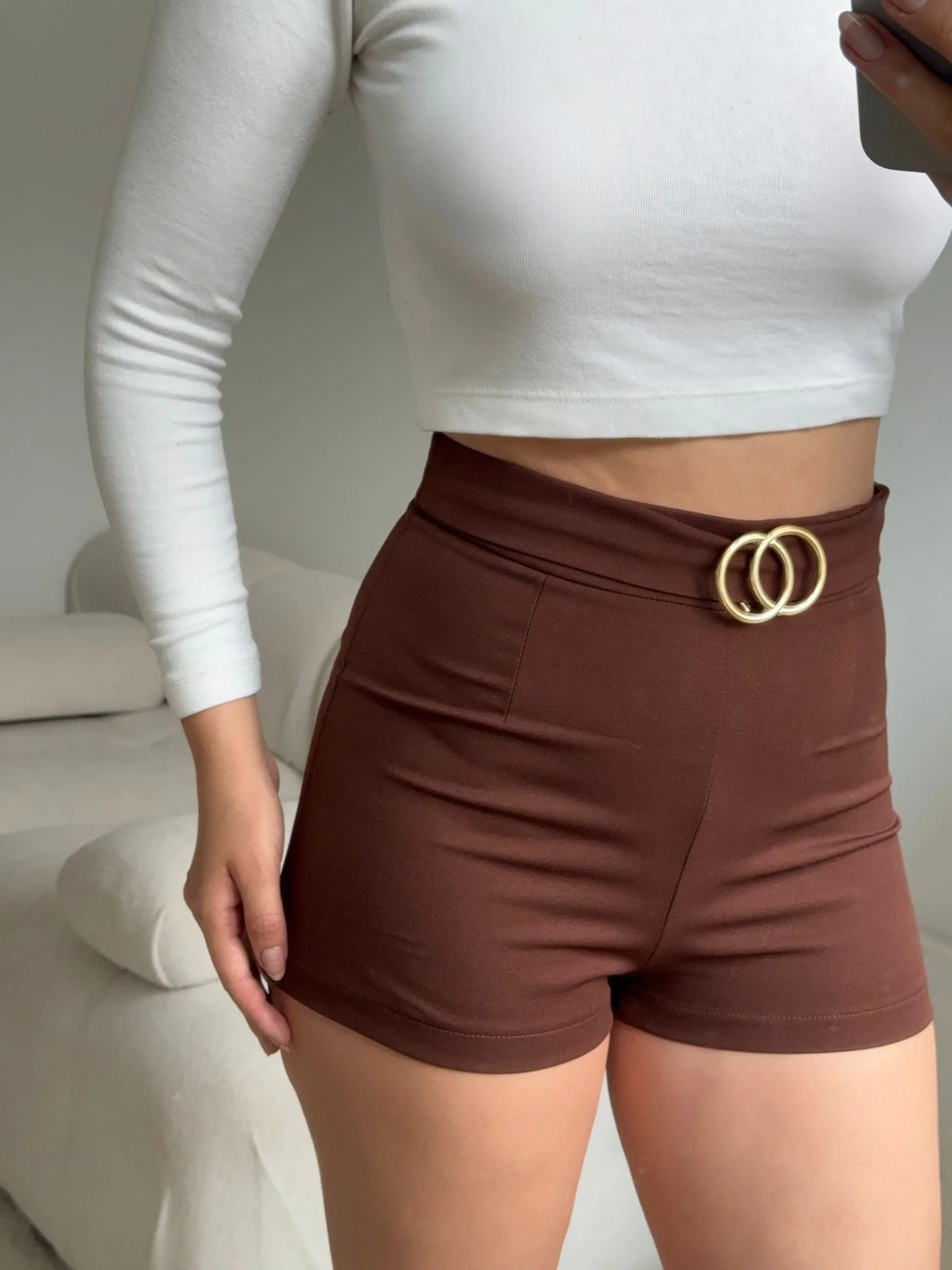 Double Gold Basic Şort - KAHVE